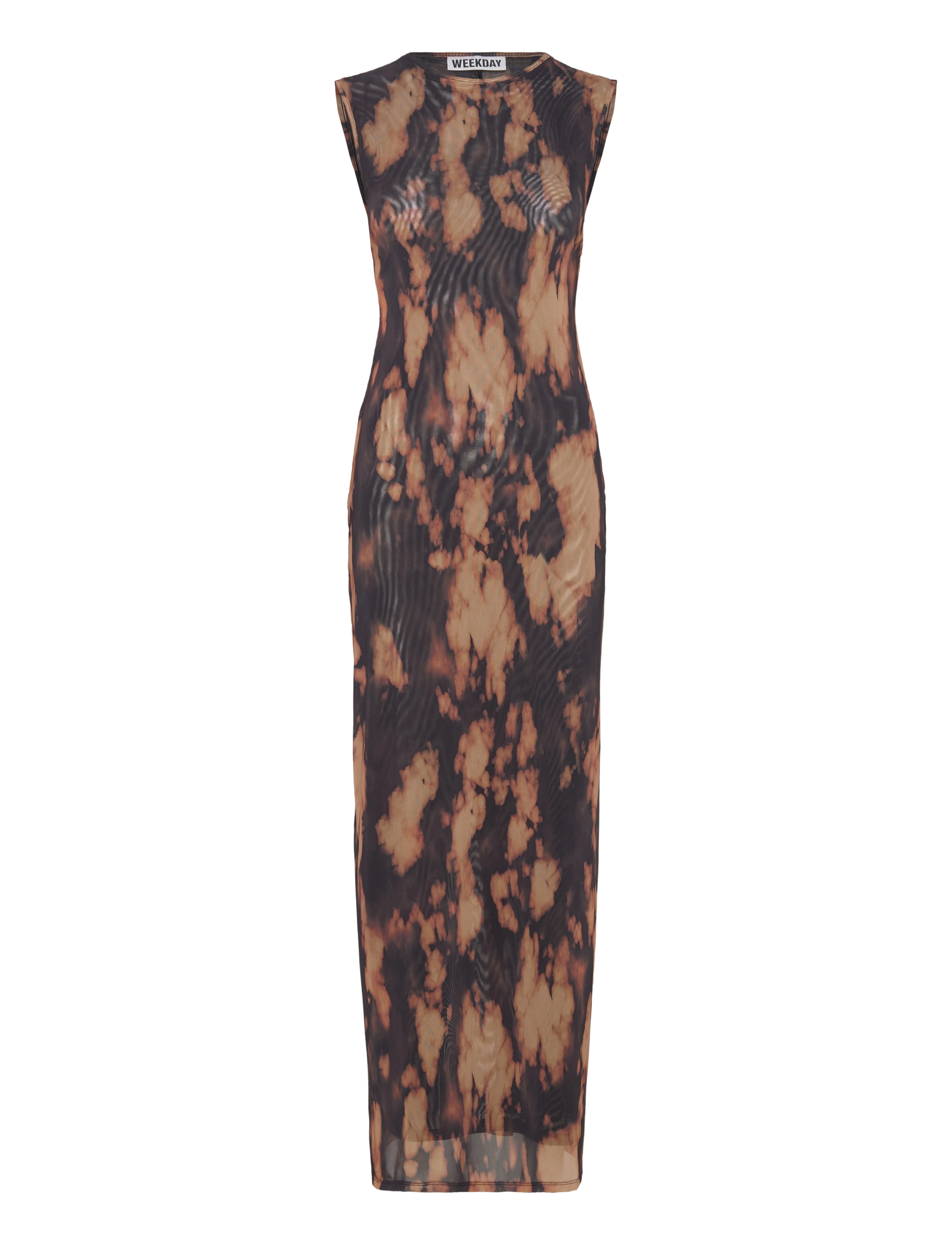 Weekday Mesh Printed Dress, Kvinder, Mesh Printet Maxi Kjole, Brun, Str: XS