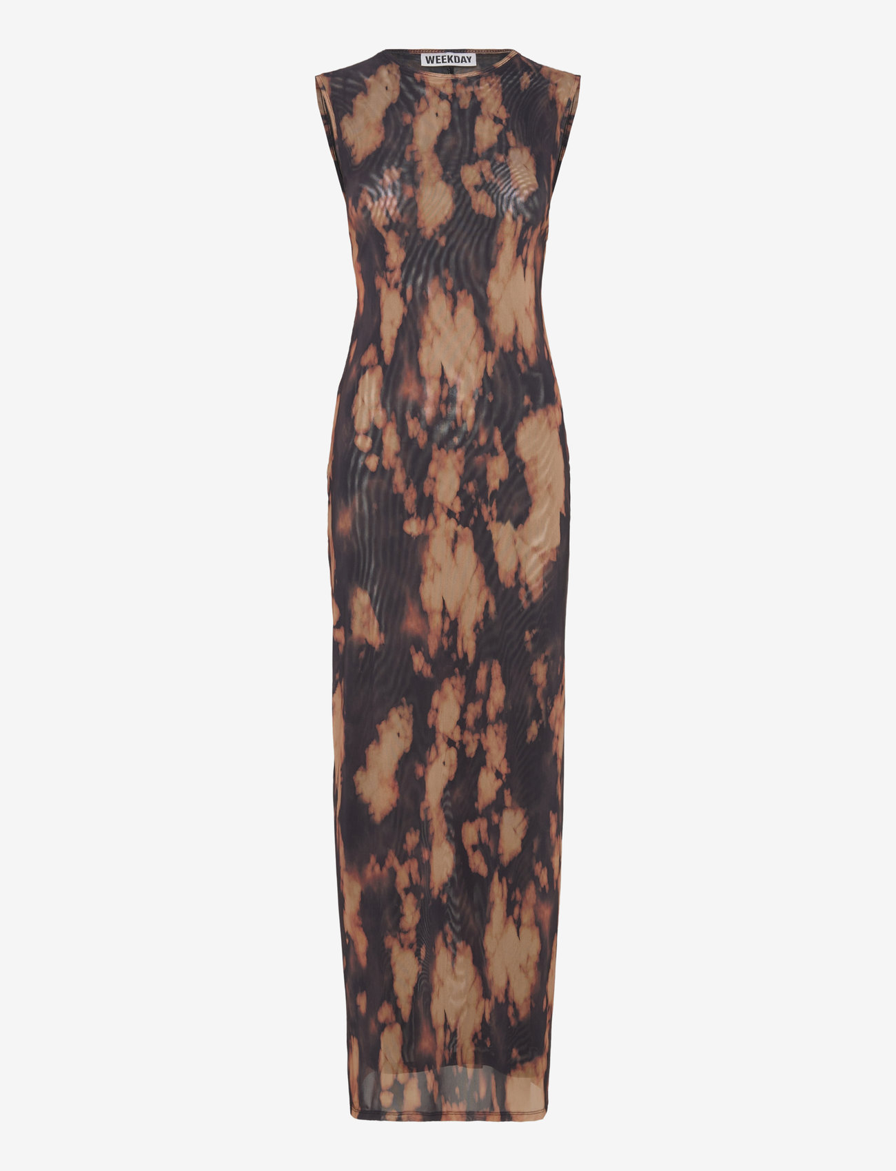 Weekday - Mesh printed dress - maxi dresses - brown medium dusty - 0
