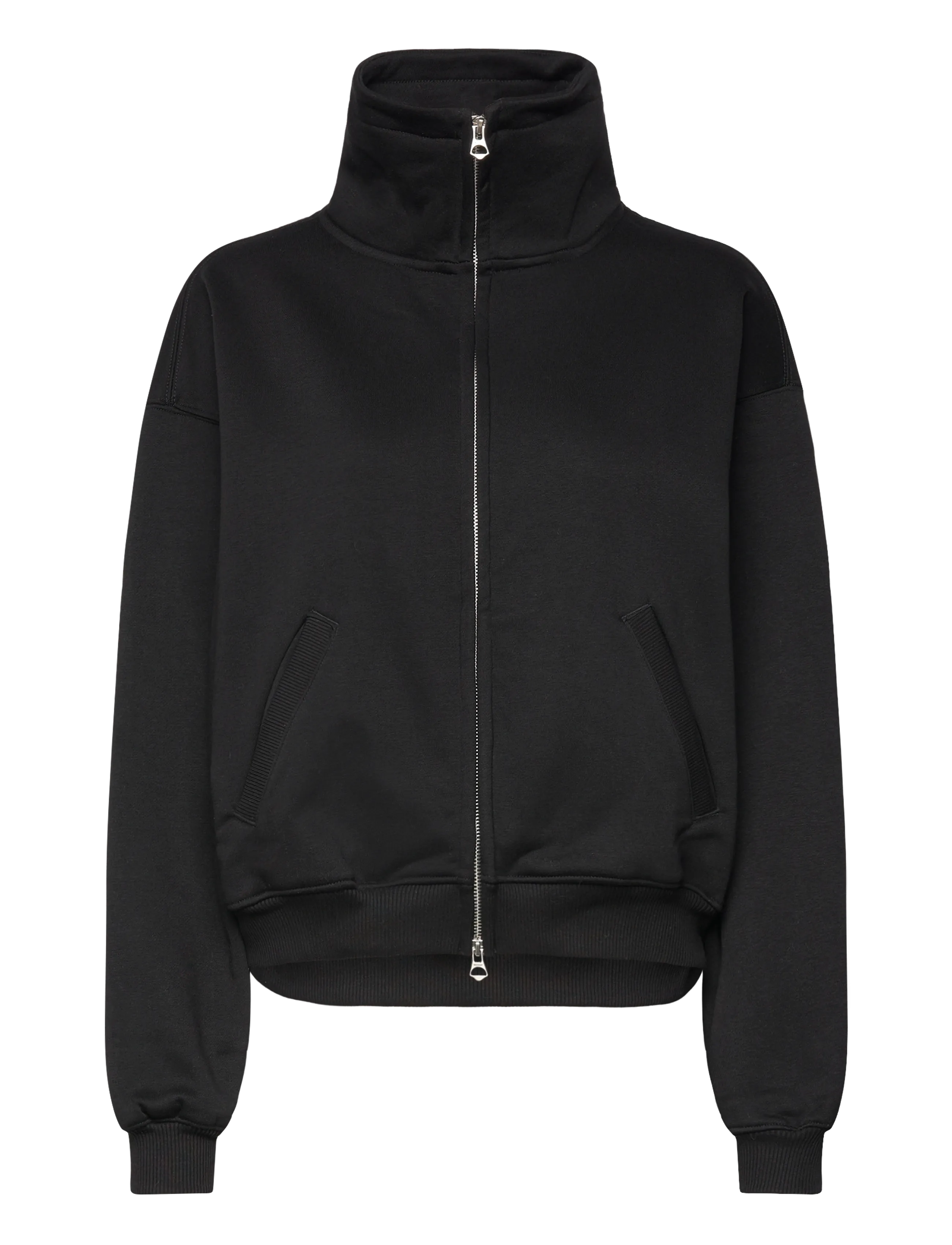 Weekday Loose Funnel Neck Zip Cardigan - Cardigans - BLACK / black