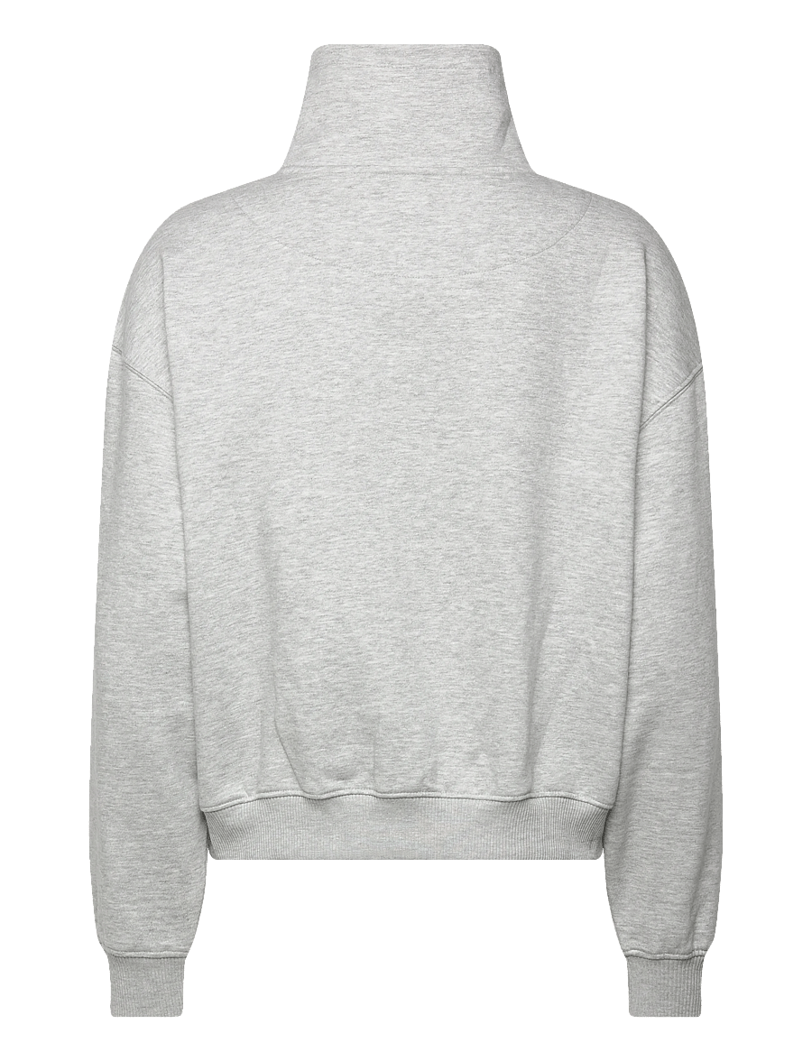 Weekday - Loose Funnel Neck Zip Cardigan - koftor - grey melange - 1