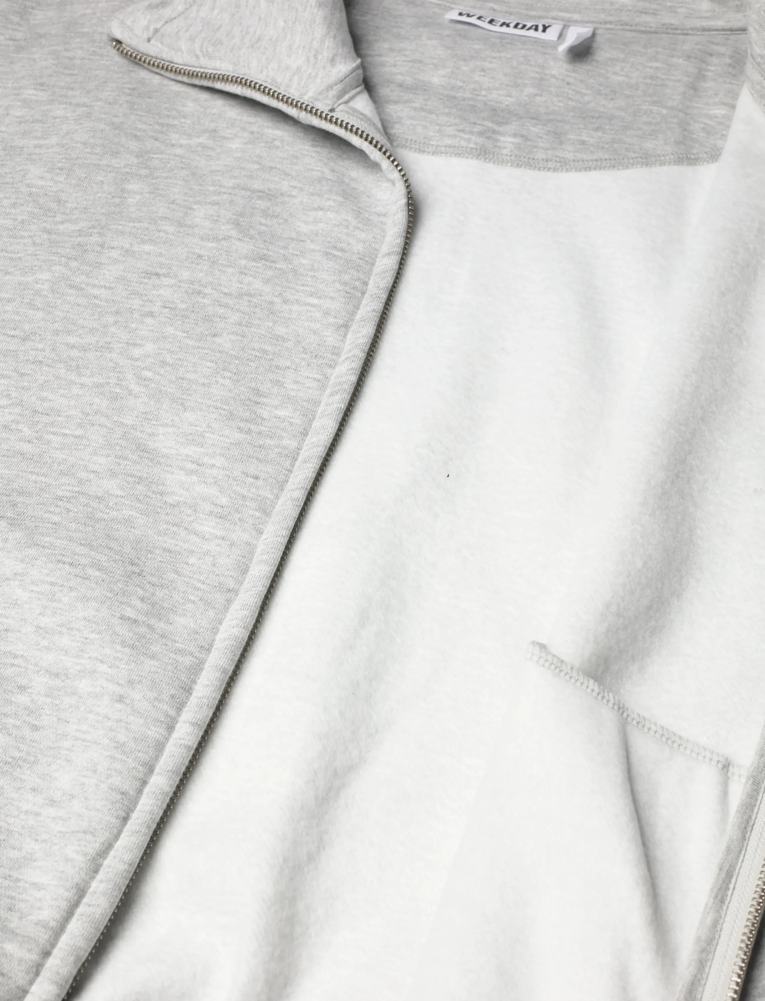 Weekday - Loose Funnel Neck Zip Cardigan - kardiganid - grey melange - 4