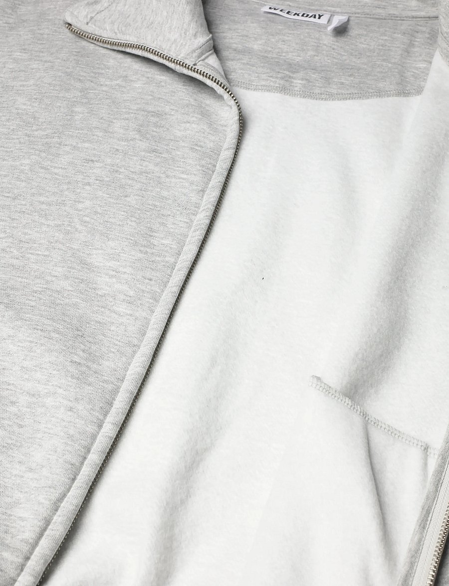 Weekday - Loose Funnel Neck Zip Cardigan - koftor - grey melange - 4