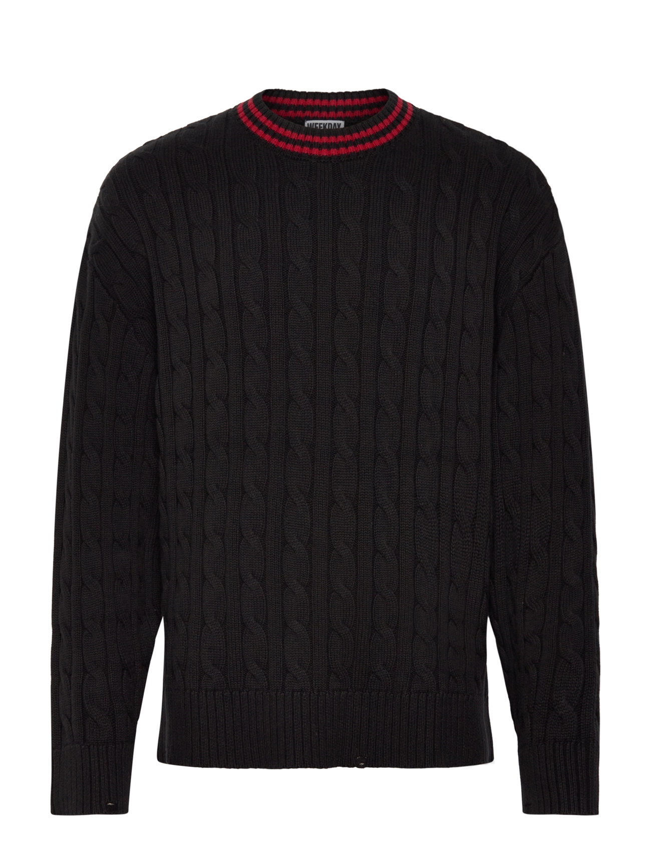 Weekday Oversized Cable Sweater, S, Black, Strik > Runde Halse, Herre