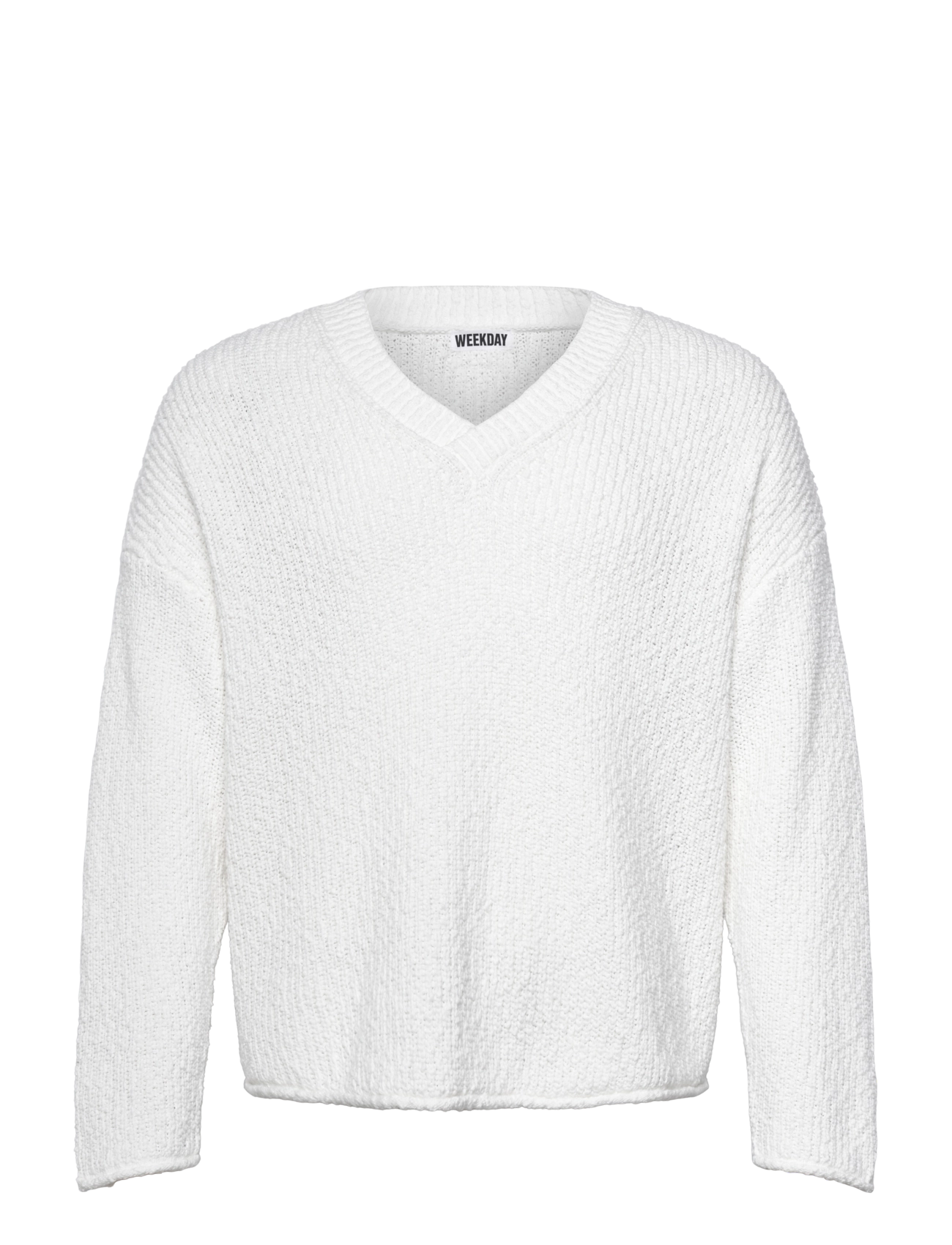 Weekday Boxy V-Neck Sweater, M, Knitwear, Weiß - V-necks, Männerswear
