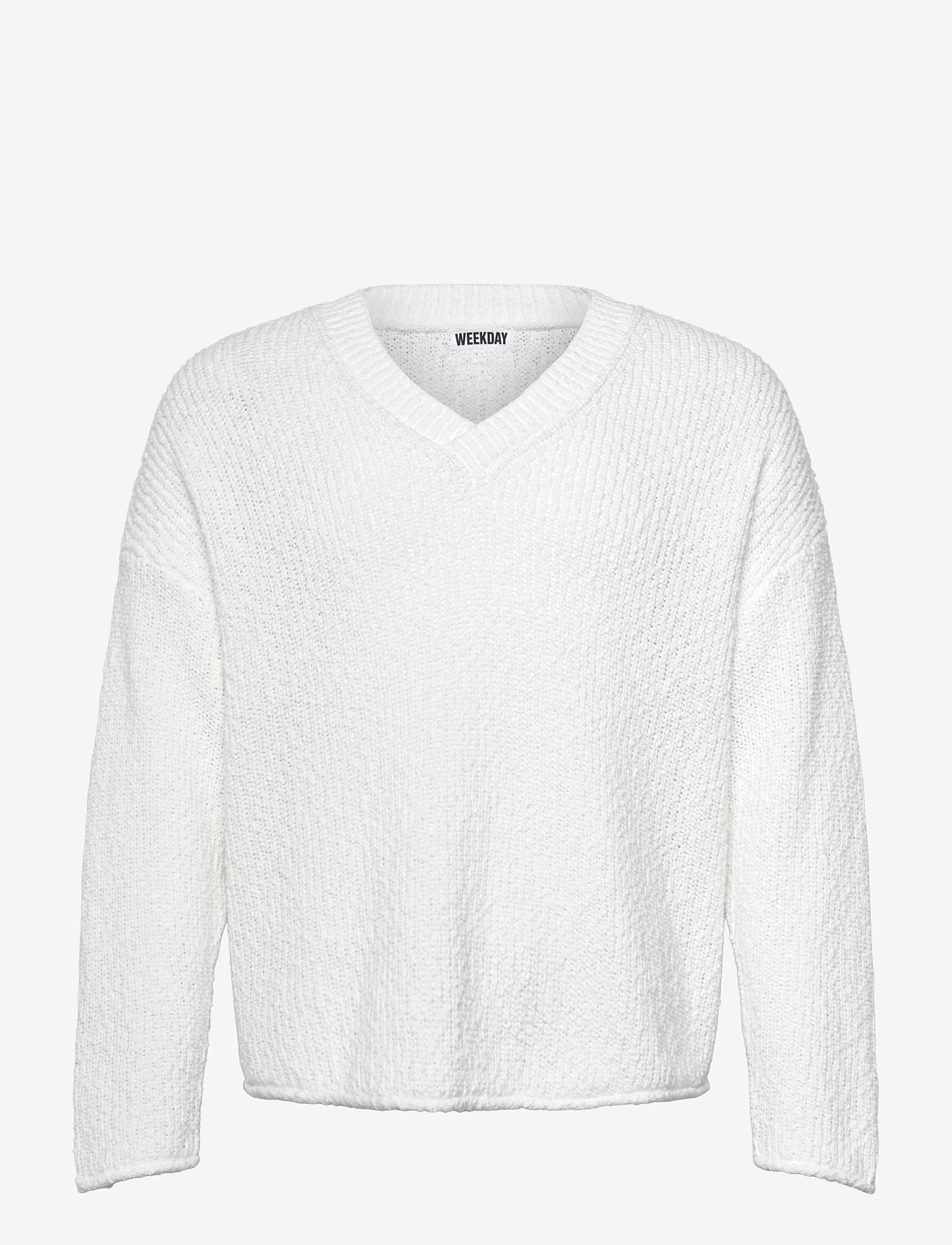 Weekday - Boxy V-neck Sweater - prjónað v-hálsmál - white - 0