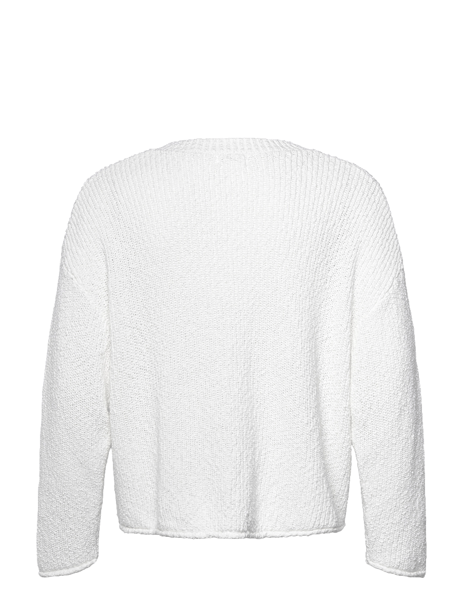 Weekday - Boxy V-neck Sweater - v-necks - white - 1
