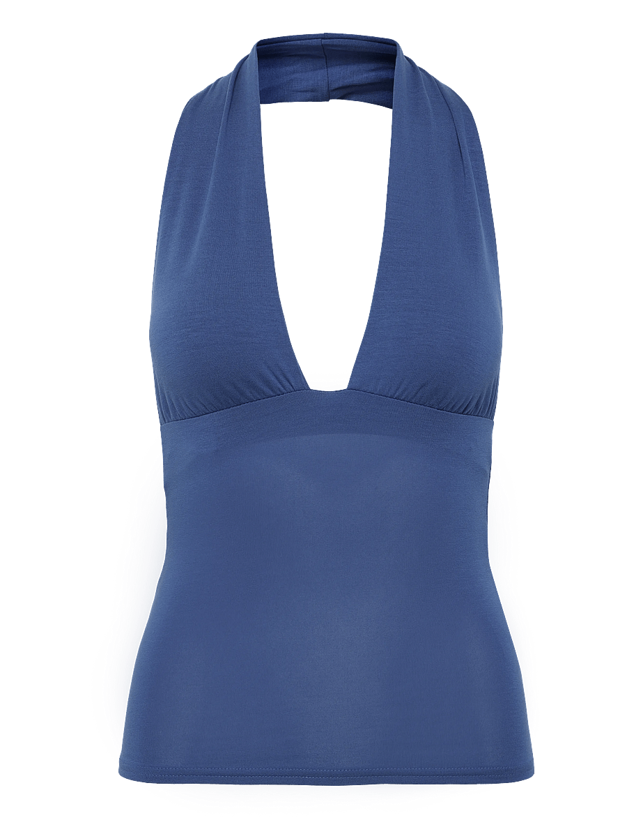 Weekday - Deep Halterneck Top - Ärmellose tops - blue medium - 0
