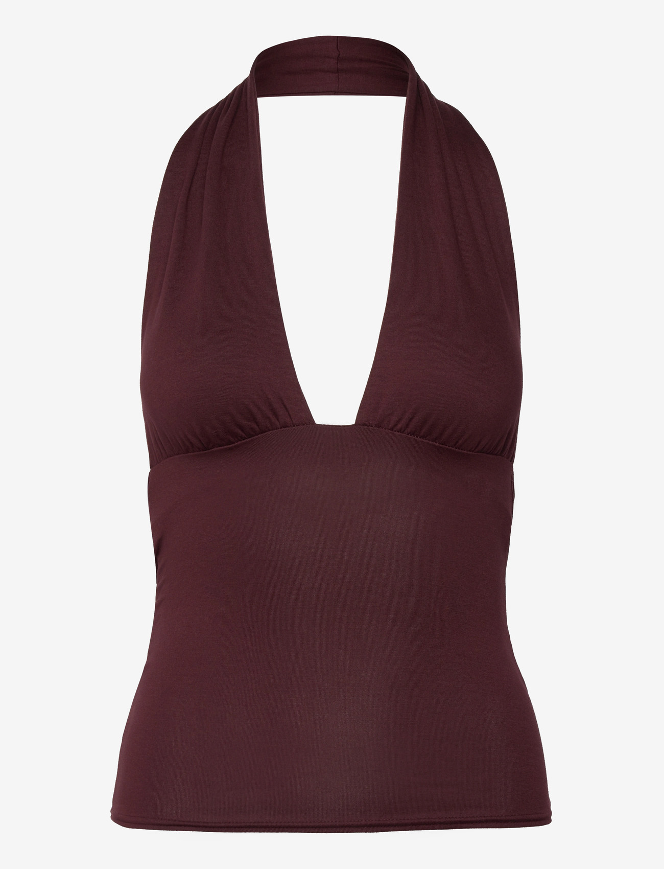 Weekday - Deep Halterneck Top - linnen - burgundy - 0