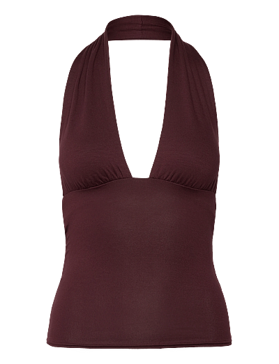 Weekday Deep Halterneck Top - Ärmellose Tops - BURGUNDY / burgundy