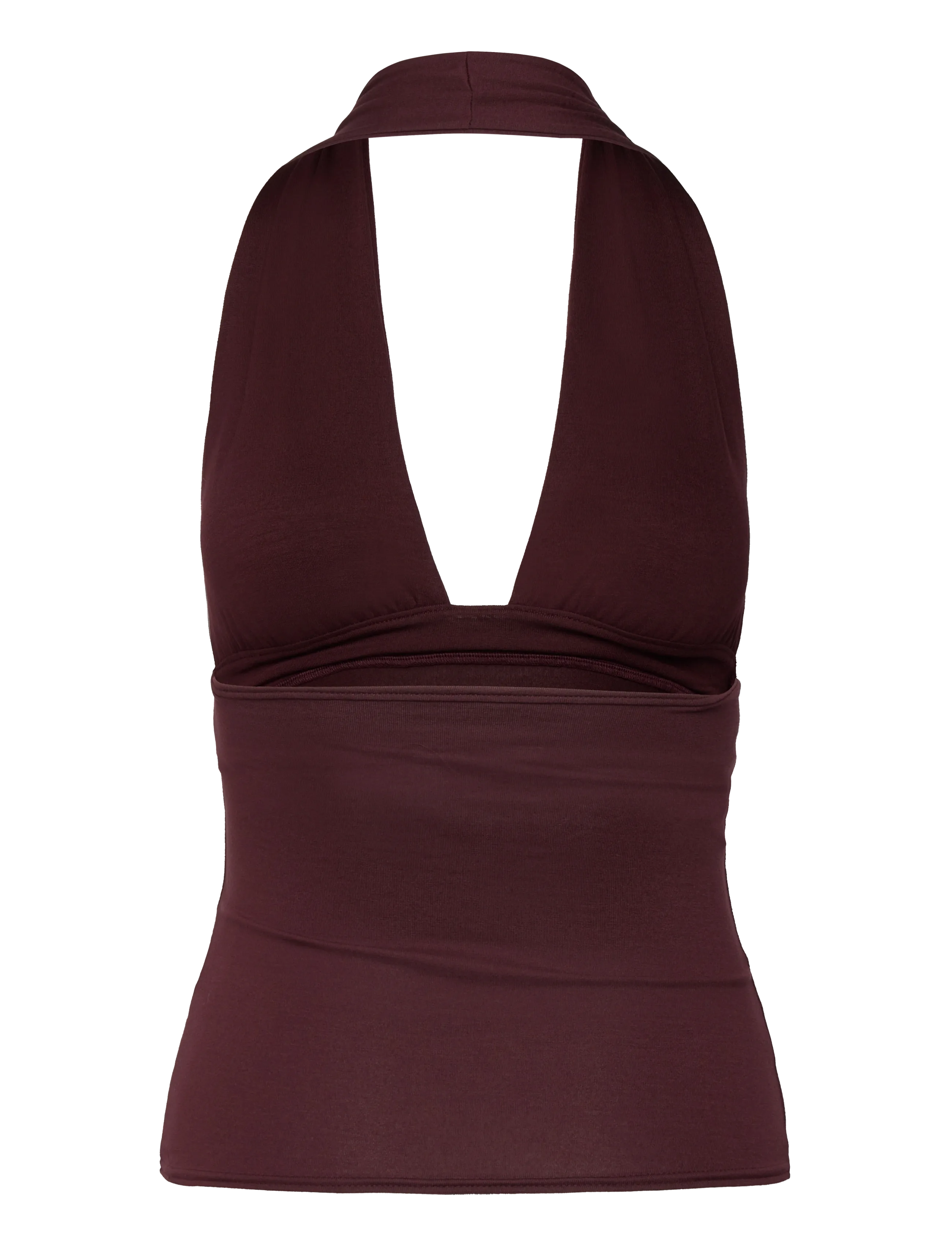 Weekday - Deep Halterneck Top - tanktops - burgundy - 1