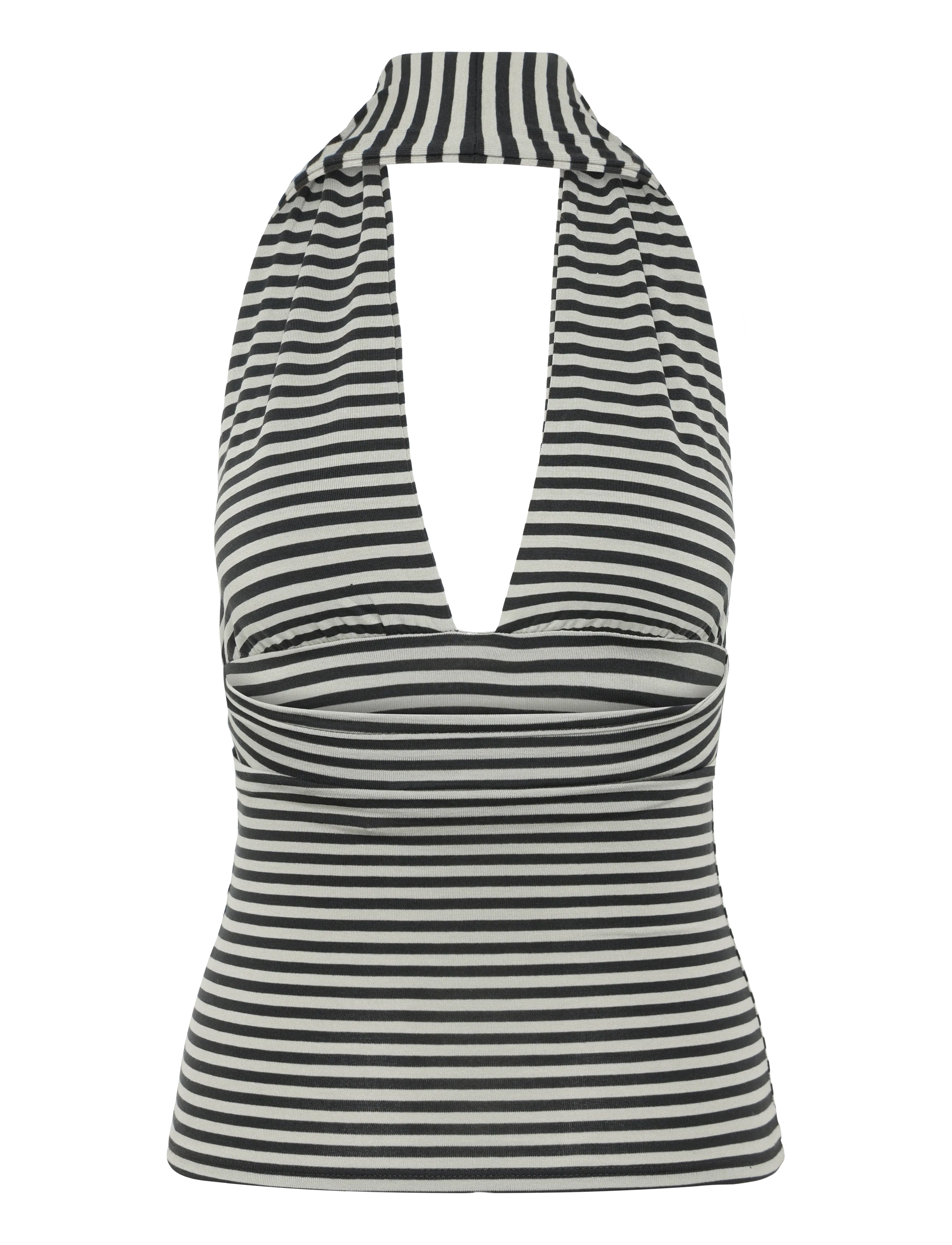 Weekday - Deep Halterneck Top - Ärmellose tops - grey stripe - 1