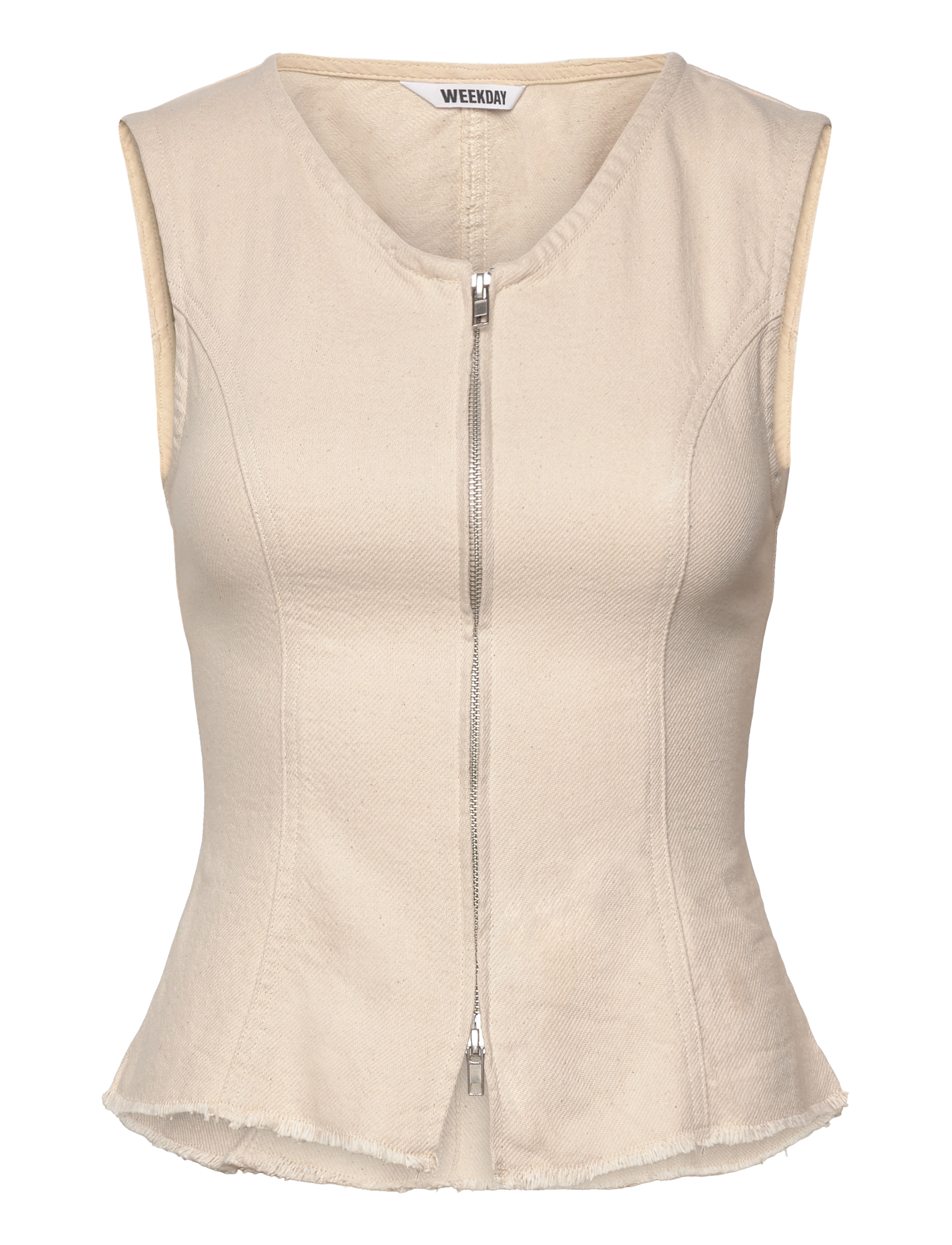 Weekday Zip-Up Top - Tøj - ECRU / beige