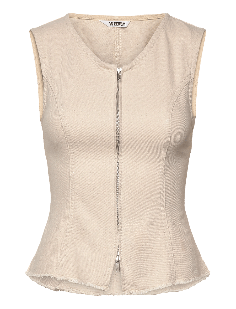 Weekday - Zip-Up Top - sleeveless tops - ecru - 0