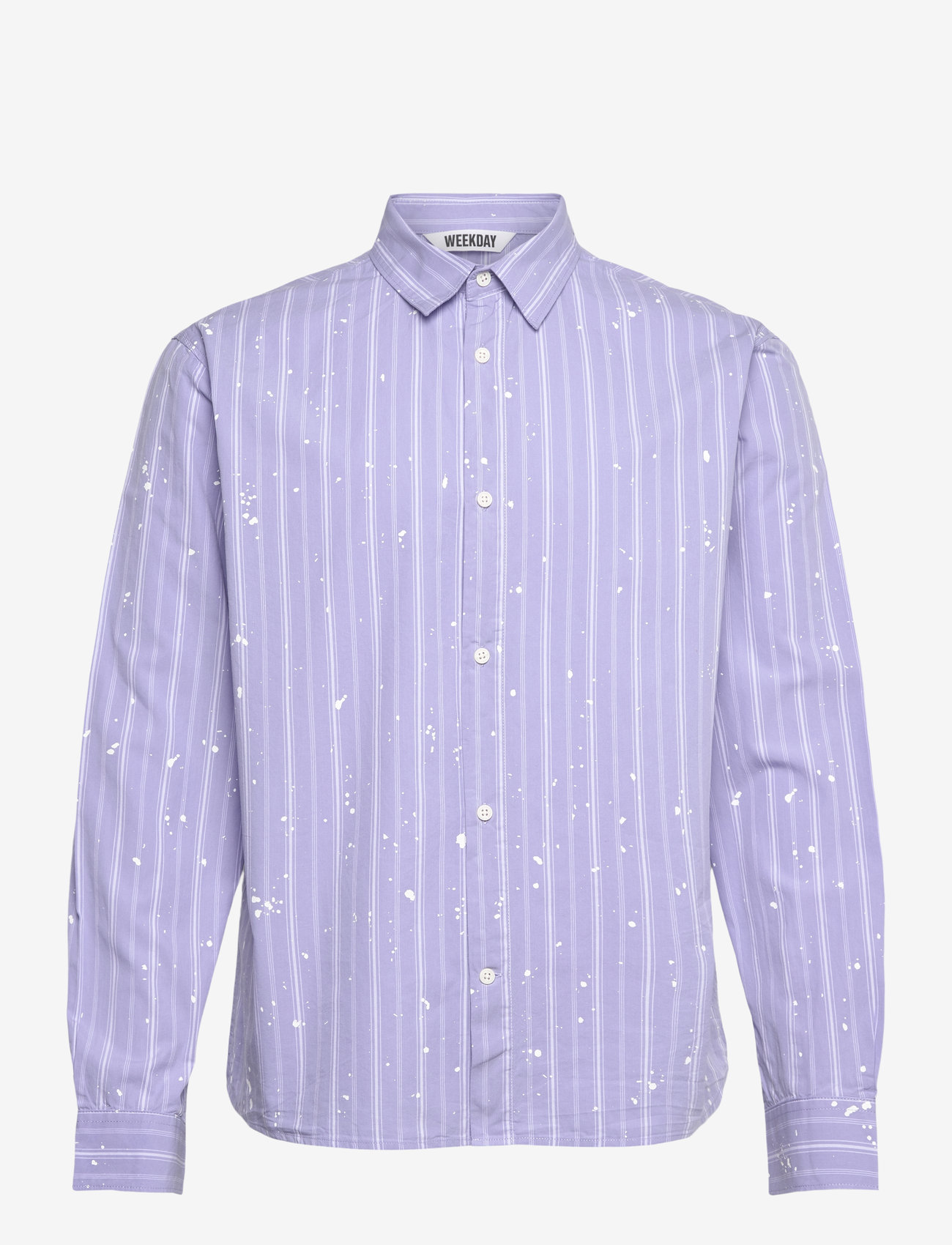 Weekday - Relaxed Printed Button-up Cotton Shirt - casual shirts - lilac purple dusty l - 0