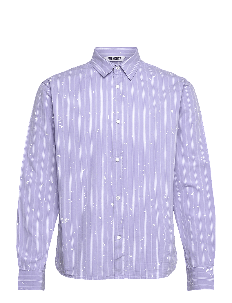 Weekday - Relaxed Printed Button-up Cotton Shirt - casual skjorter - lilac purple dusty l - 0