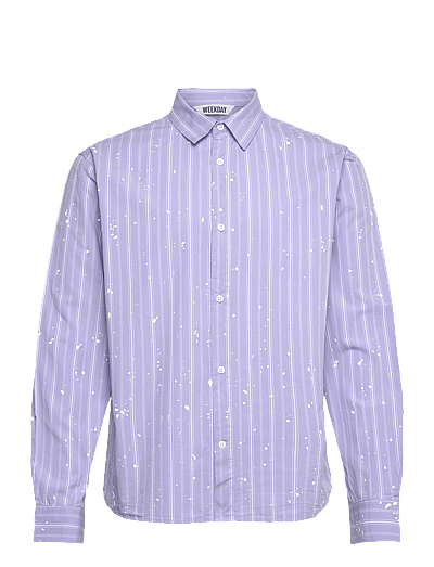 Weekday Relaxed Printed Button-up Cotton Shirt - Clothing - LILAC PURPLE DUSTY L / blue