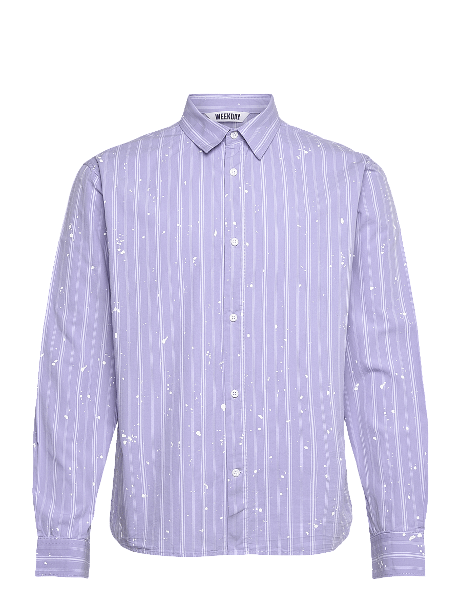 Weekday - Relaxed Printed Button-up Cotton Shirt - freizeithemden - lilac purple dusty l - 0