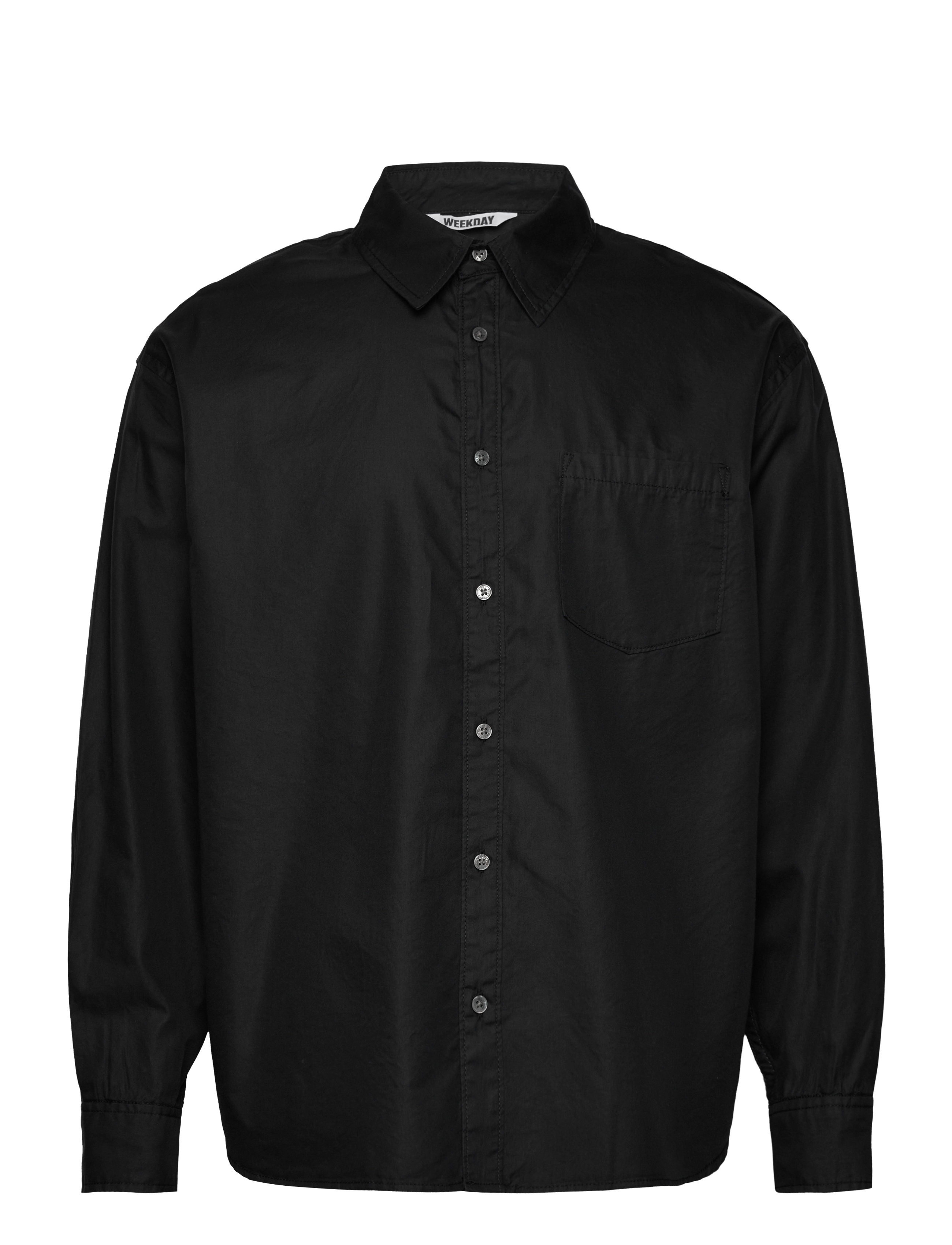 Weekday Oversized Cotton Viscose Shirt, Mænd, Oversize Skjorte, Sort, Str: S