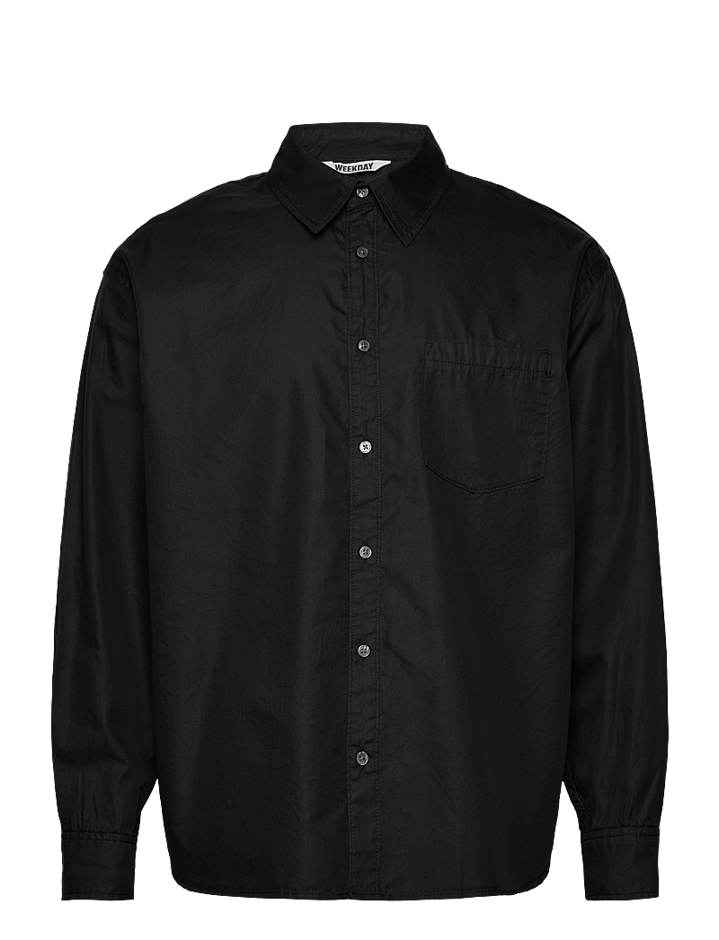 Weekday - Oversized Cotton Viscose Shirt - casual hemden - black - 0