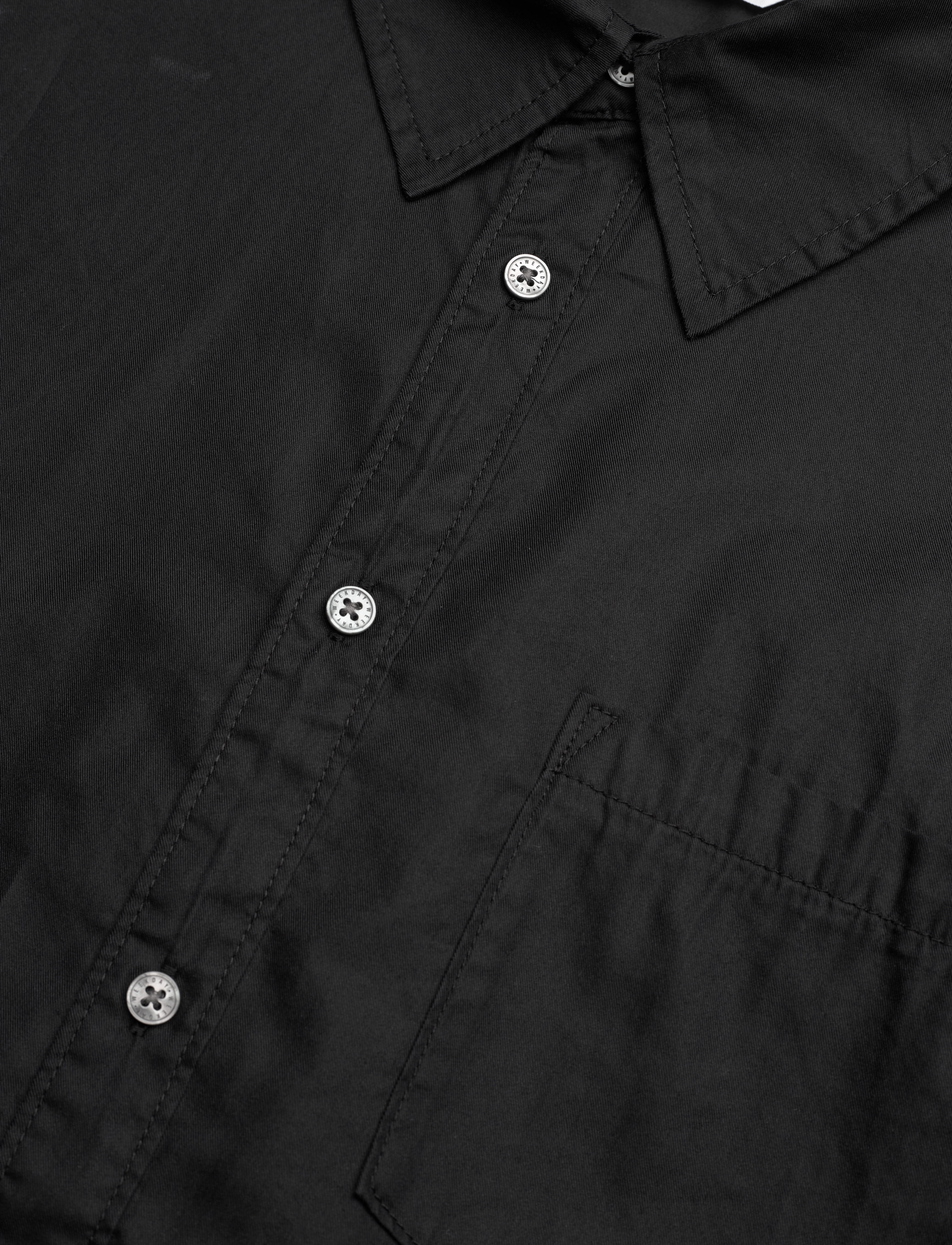 Weekday - Oversized Cotton Viscose Shirt - casual hemden - black - 3