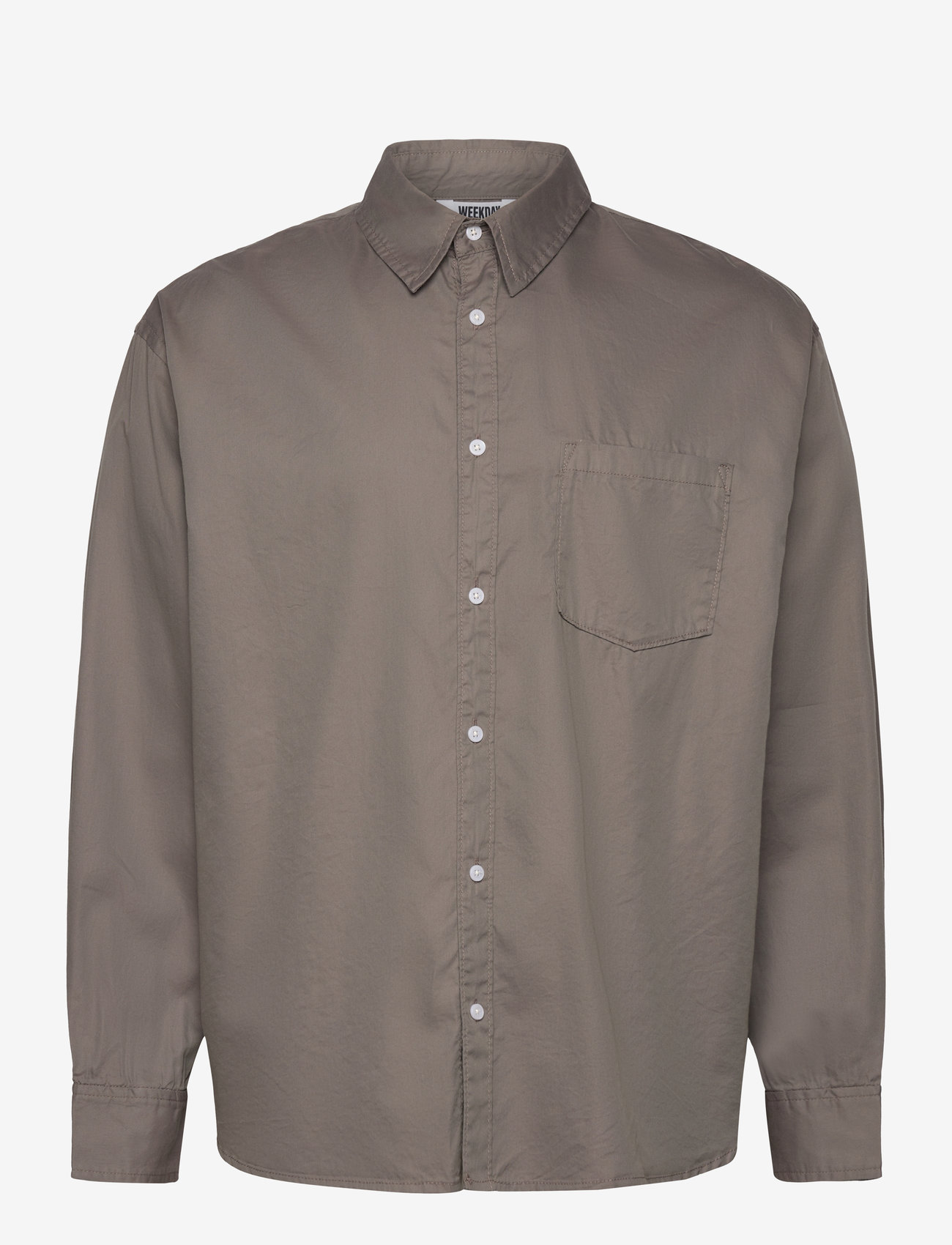 Weekday - Oversized Cotton Viscose Shirt - casual hemden - mole - 0