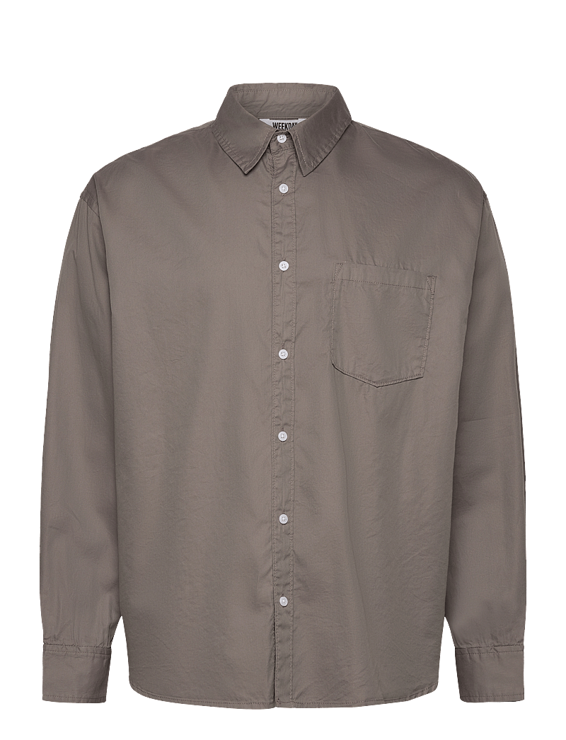 Weekday - Oversized Cotton Viscose Shirt - casual hemden - mole - 0