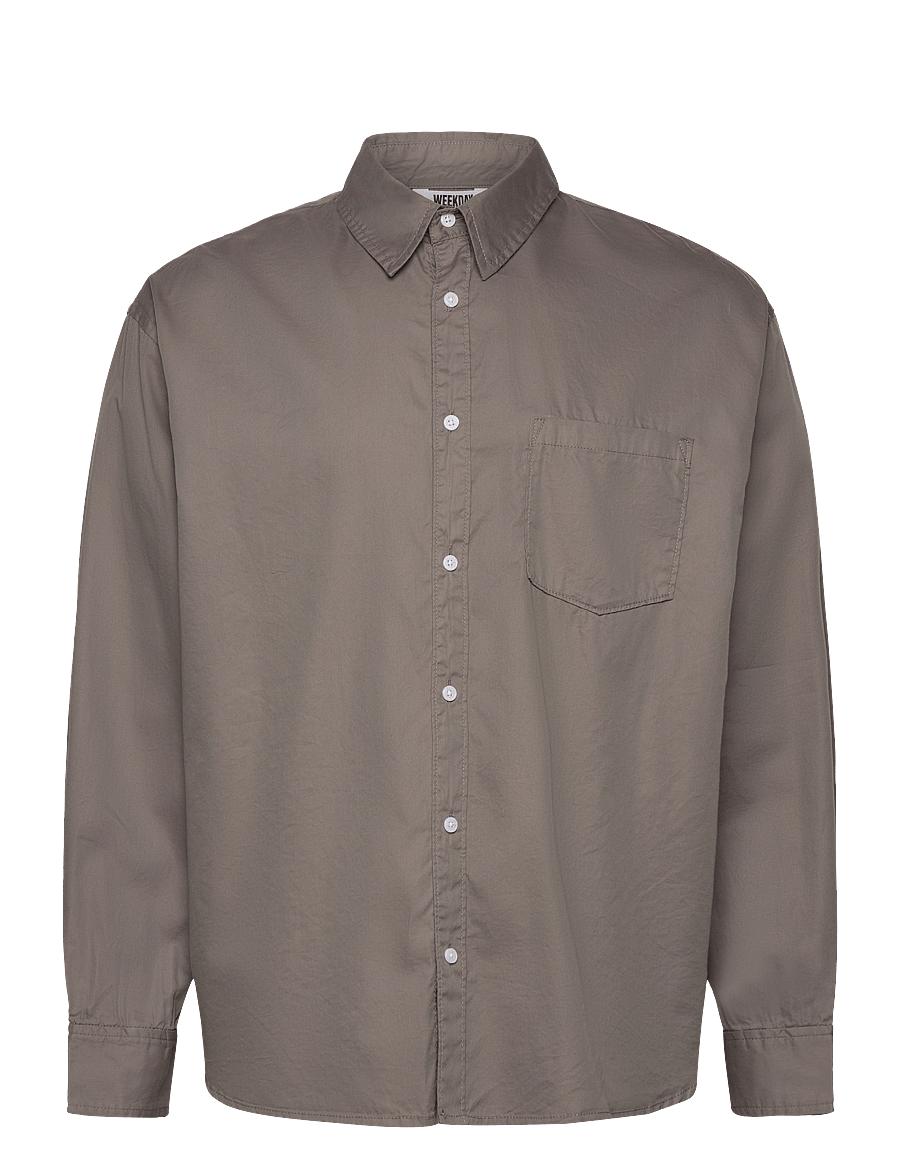 Weekday - Oversized Cotton Viscose Shirt - rennot kauluspaidat - mole - 0