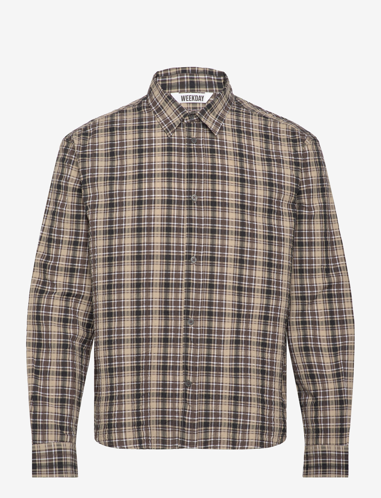Weekday - Relaxed Checked Long-Sleeved Shirt - nach anlass kaufen - dusty beige - 0