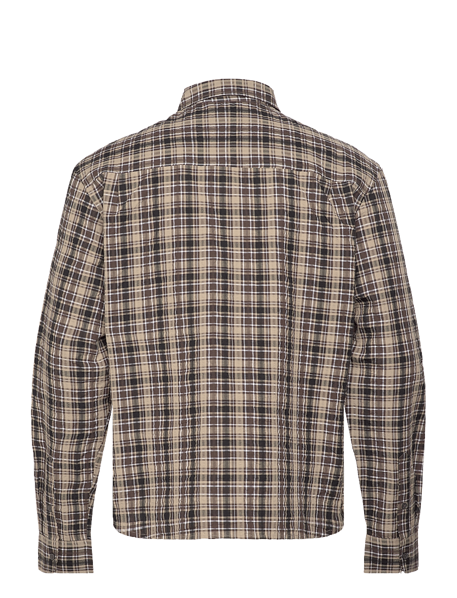 Weekday - Relaxed Checked Long-Sleeved Shirt - shop by occasion - dusty beige - 1