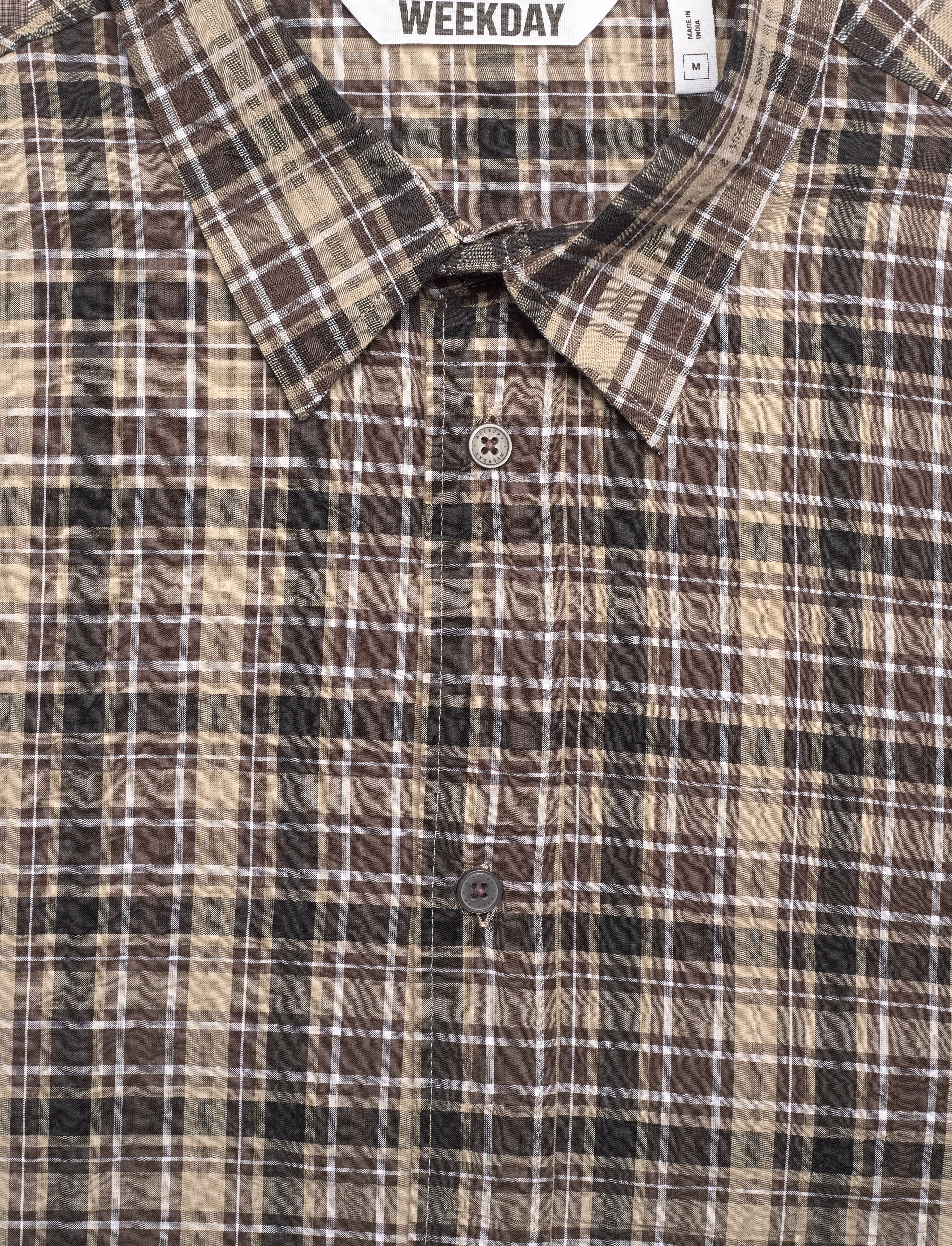 Weekday - Relaxed Checked Long-Sleeved Shirt - dusty beige - 2