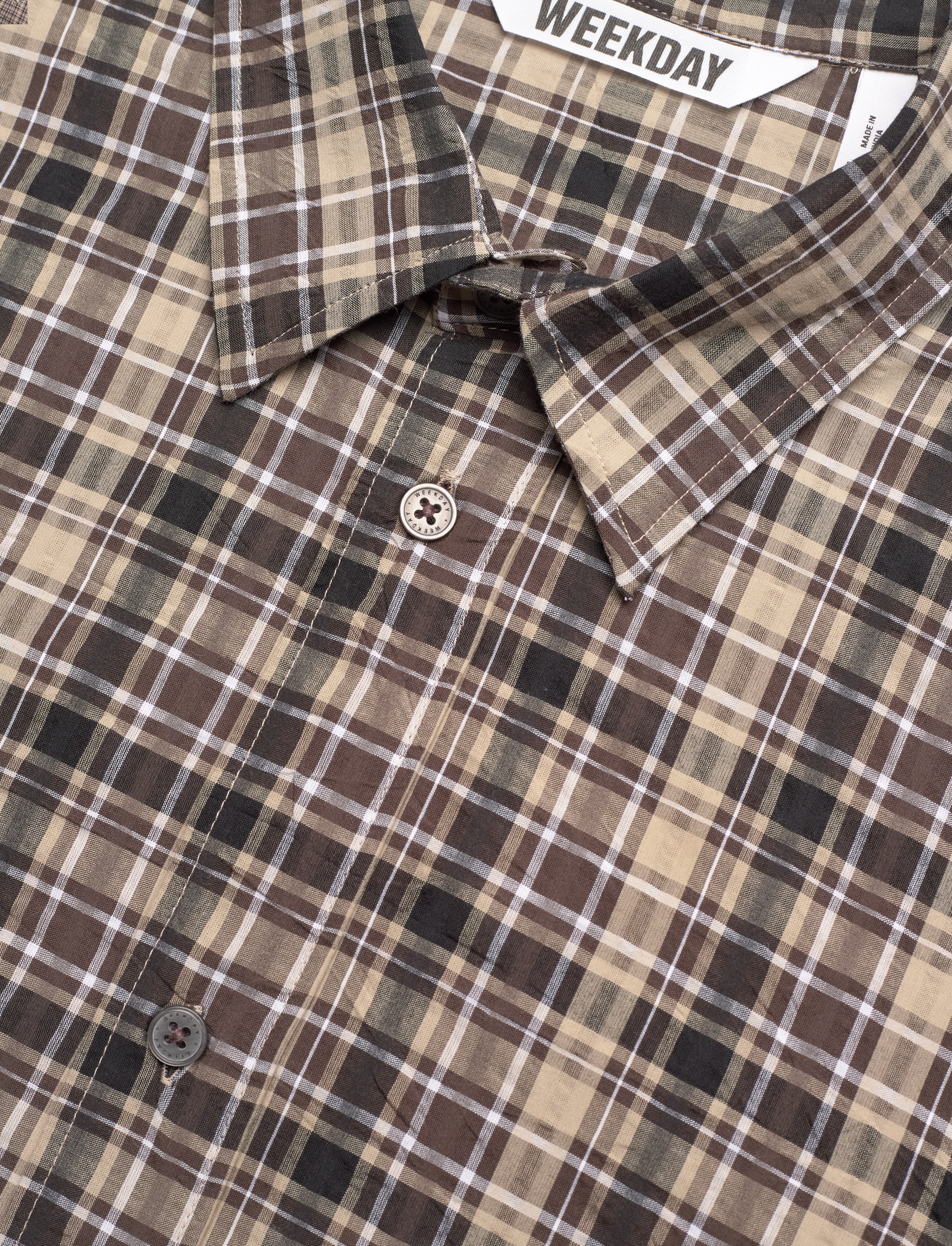 Weekday - Relaxed Checked Long-Sleeved Shirt - dusty beige - 3