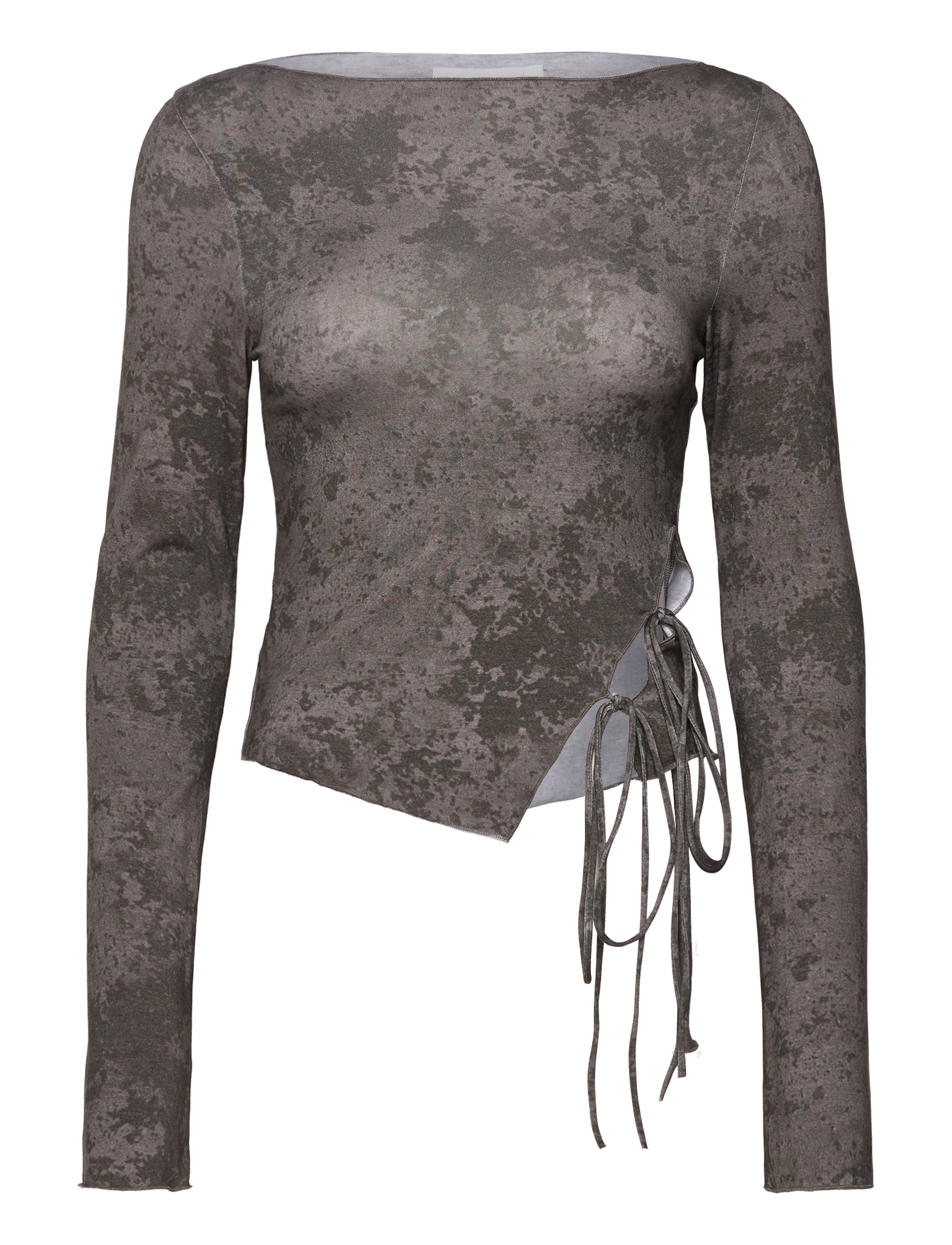 Weekday Side Tie Long Sleeve Top, XS, T-shirts & Oberteile, Grau - Long-sleeved, Frauen