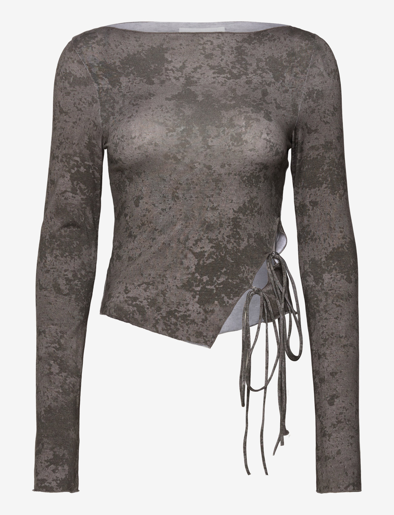 Weekday - Side Tie Long Sleeve Top - langærmede toppe - light grey - 0