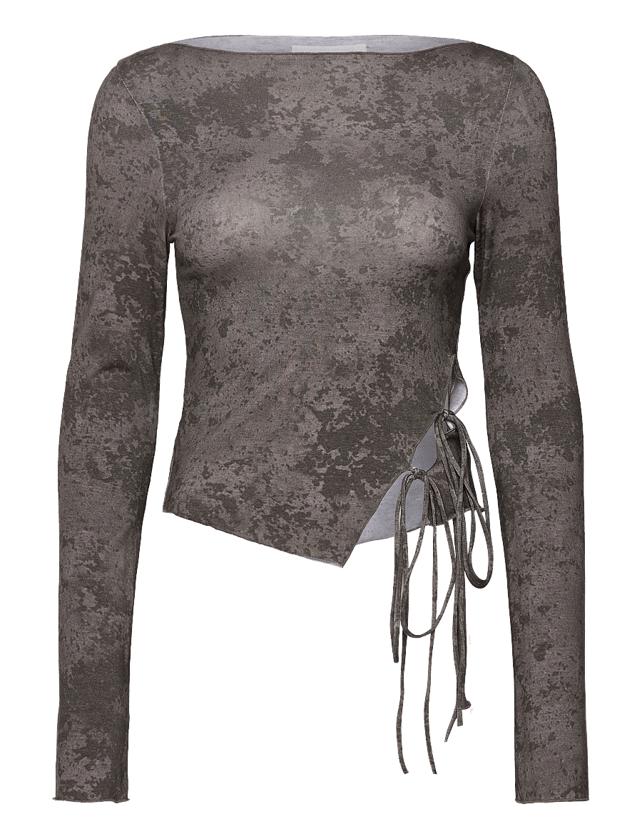 Weekday - Side Tie Long Sleeve Top - långärmade toppar - light grey - 0
