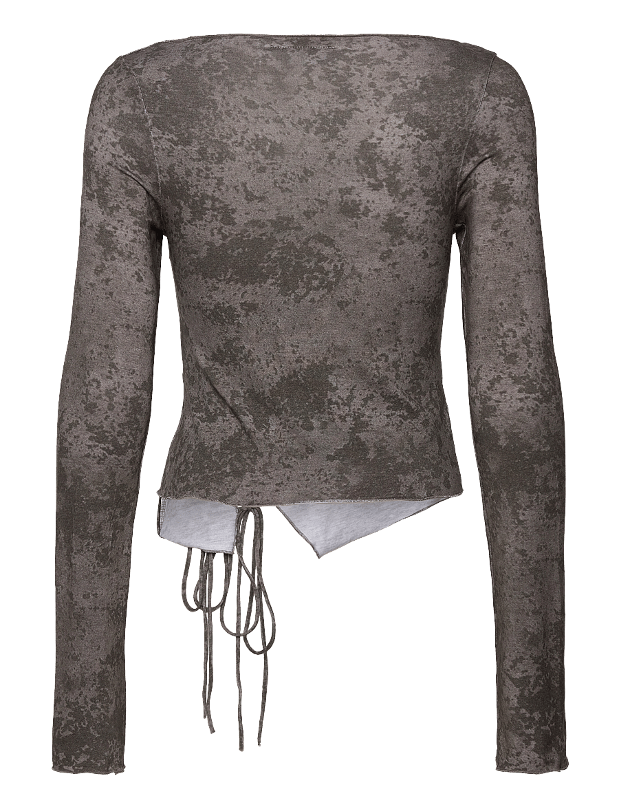Weekday - Side Tie Long Sleeve Top - långärmade toppar - light grey - 1