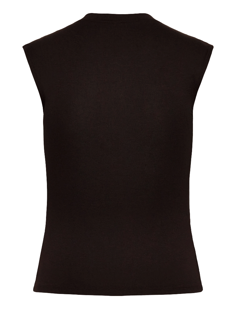 Weekday - Sleeveless Button-up Top - linnen - dark brown - 1