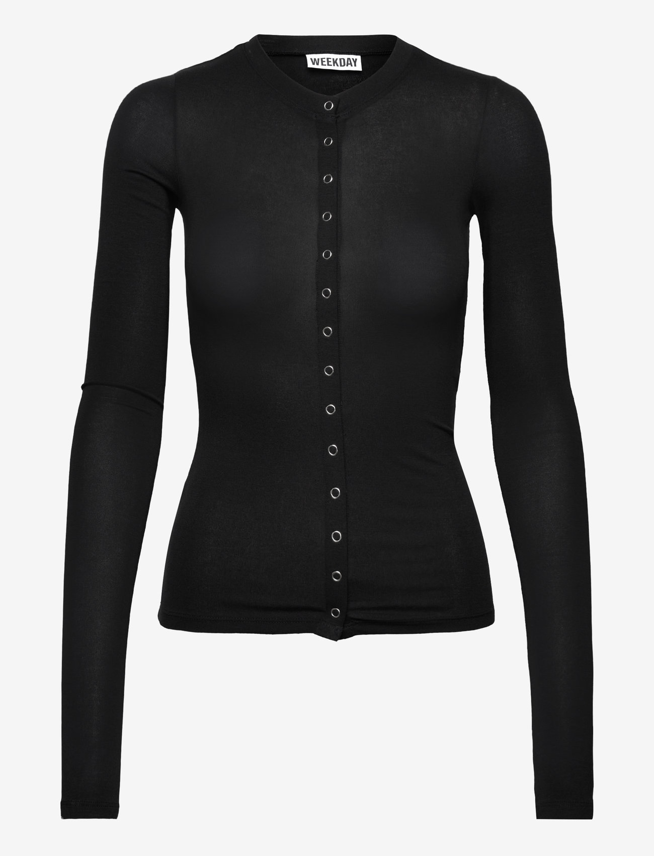 Weekday - Slim Long-Sleeved Buttoned Cardigan - cardigans - black - 0