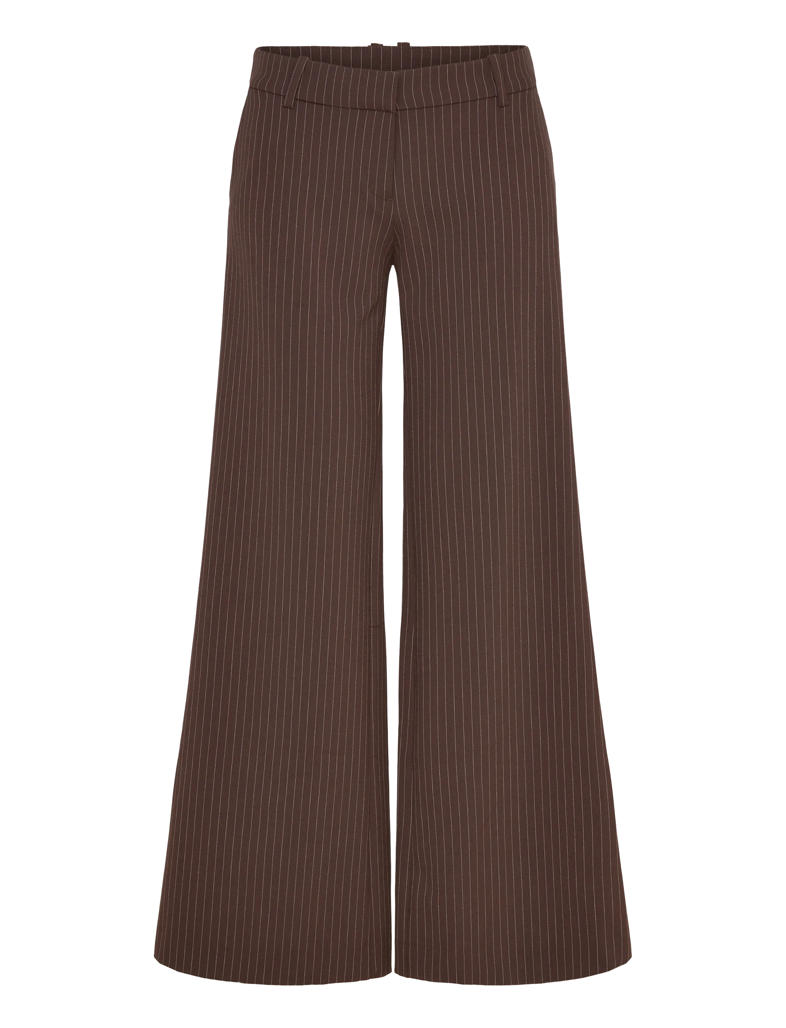 Weekday Low Flared Suit Trousers - Clothing - BROWN STRIPE / brown