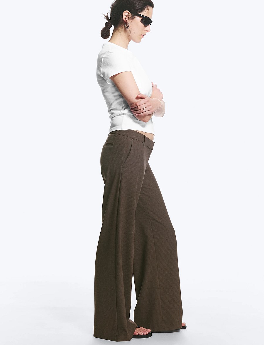 Weekday - Low Flared Suit Trousers - schlaghosen - brown stripe - 4