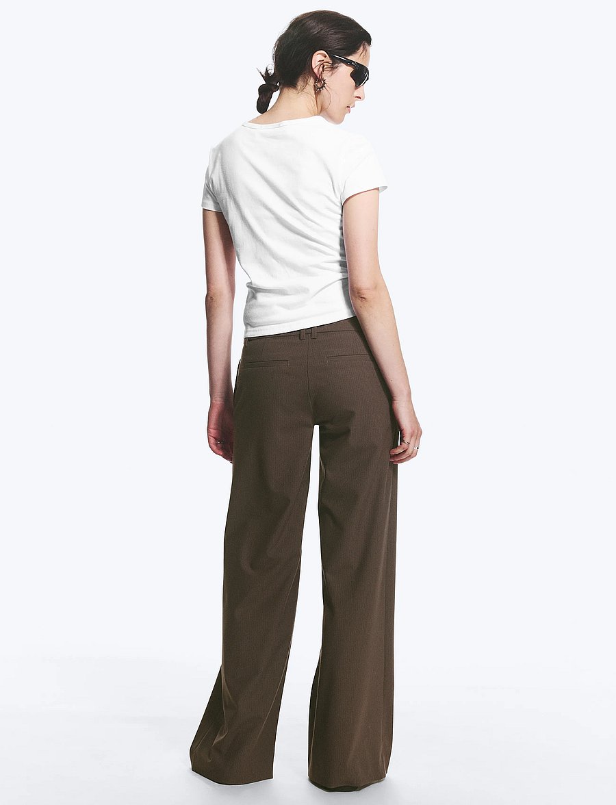 Weekday - Low Flared Suit Trousers - schlaghosen - brown stripe - 5