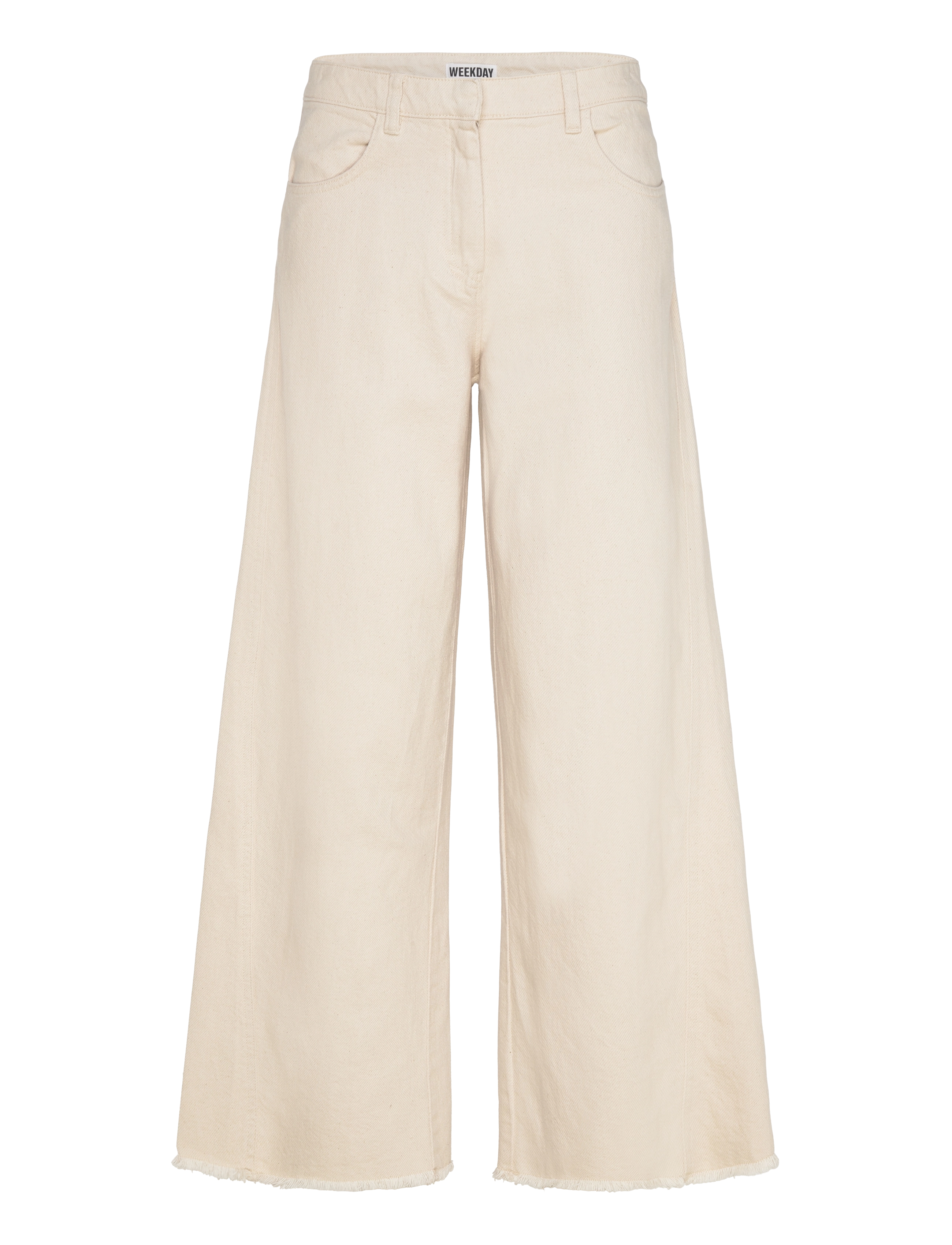 Weekday Cotton Loose Trousers, Kvinder, Løse Vidde Bukser, Cream, Str: 34