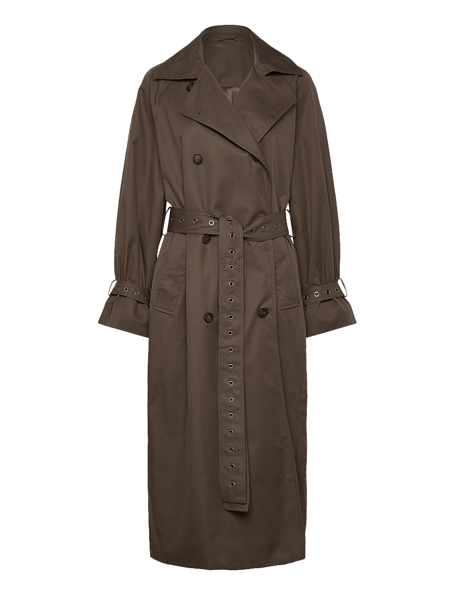 Weekday - Oversized Double-Breasted Trench Coat - dark mole - 0