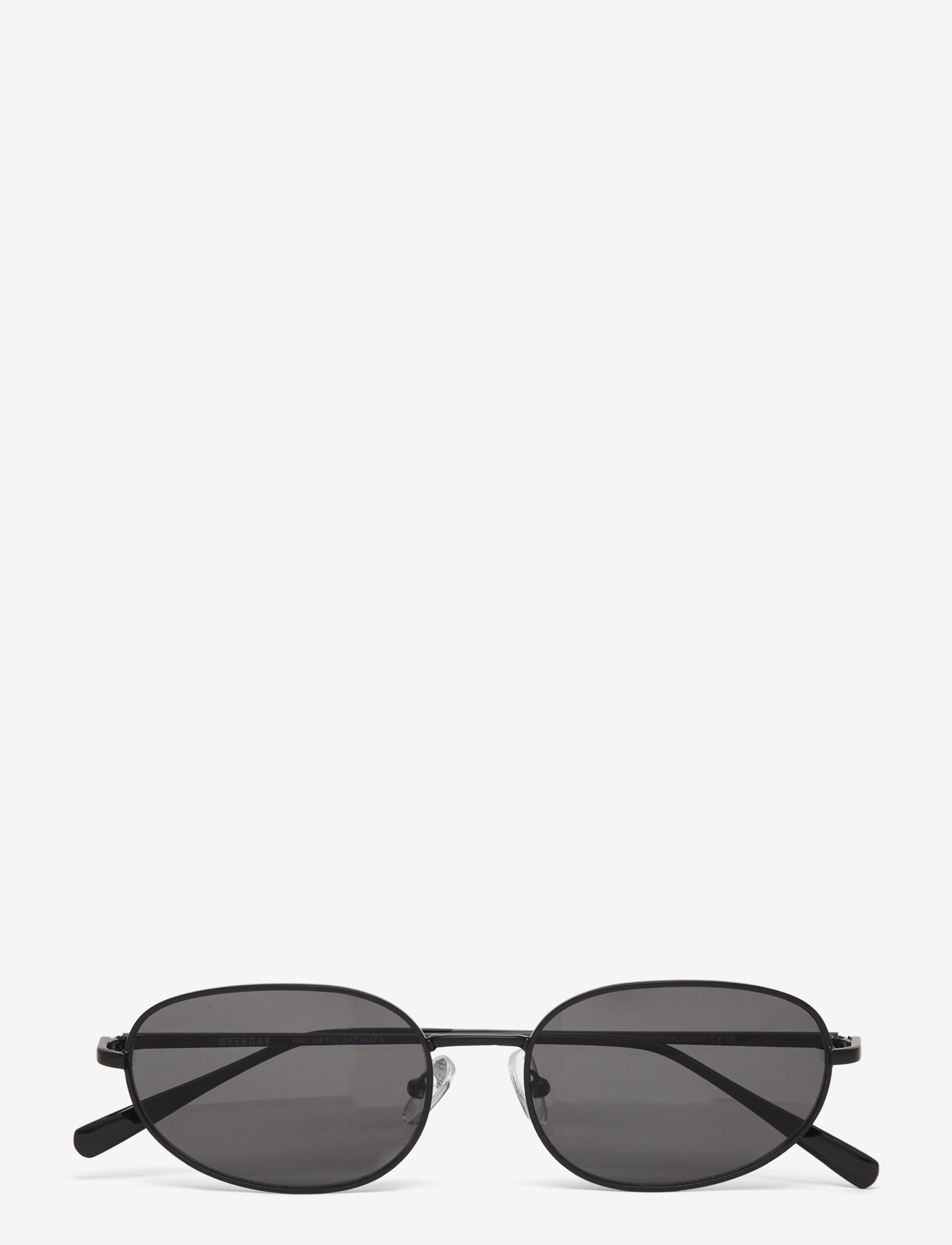 Weekday - Minimal Oval Metal Sunglasses - rund form - black - 0
