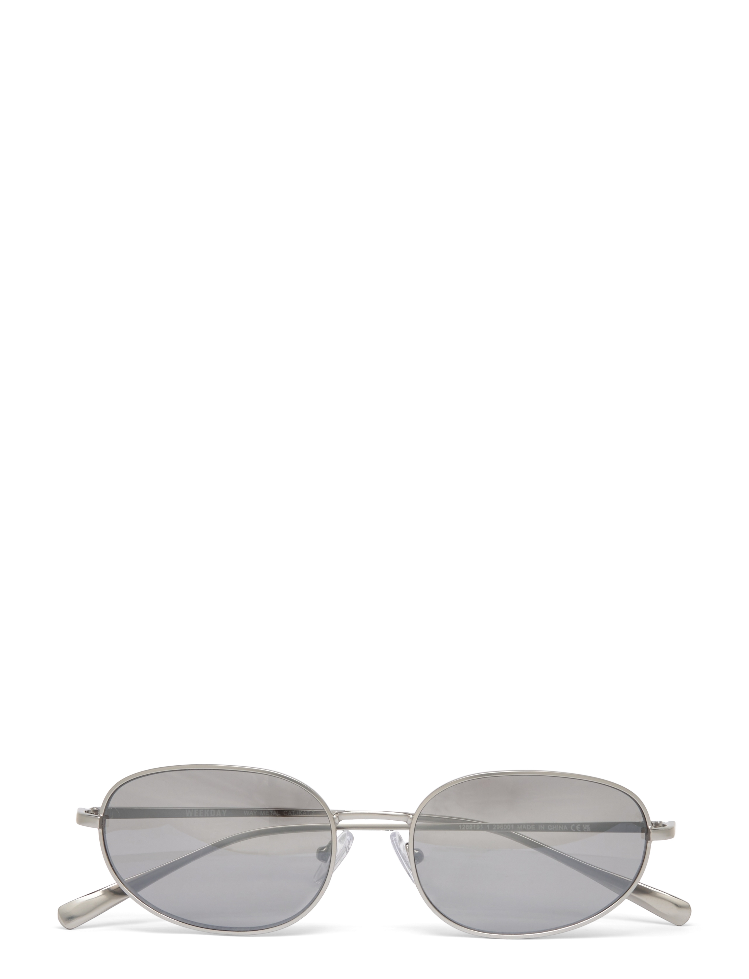 Weekday Minimal Oval Metal Sunglasses, Kvinder, Metal Ovale Solbriller, Grå, Str: ONE SIZE