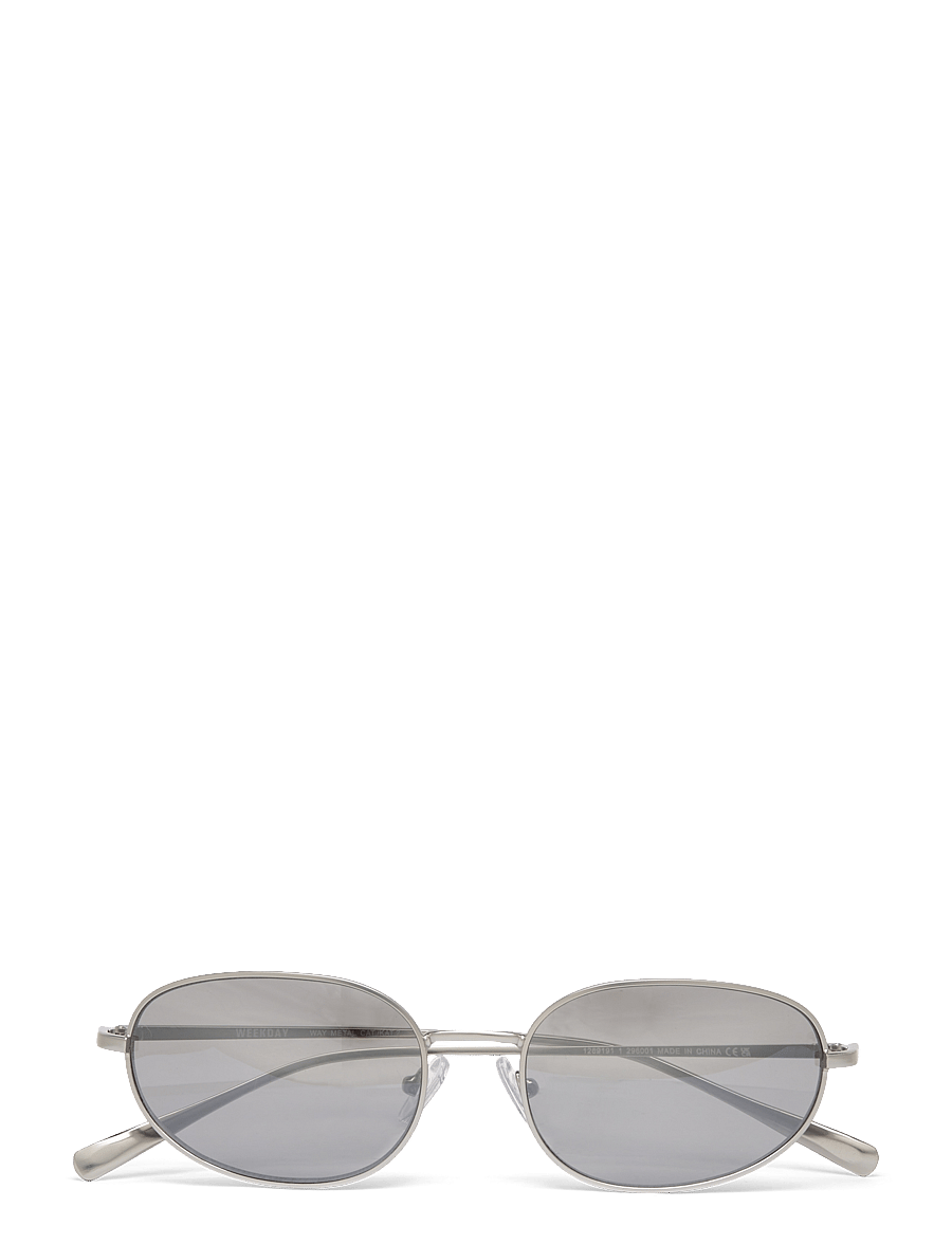Weekday - Minimal Oval Metal Sunglasses - runder rahmen - silver - 0