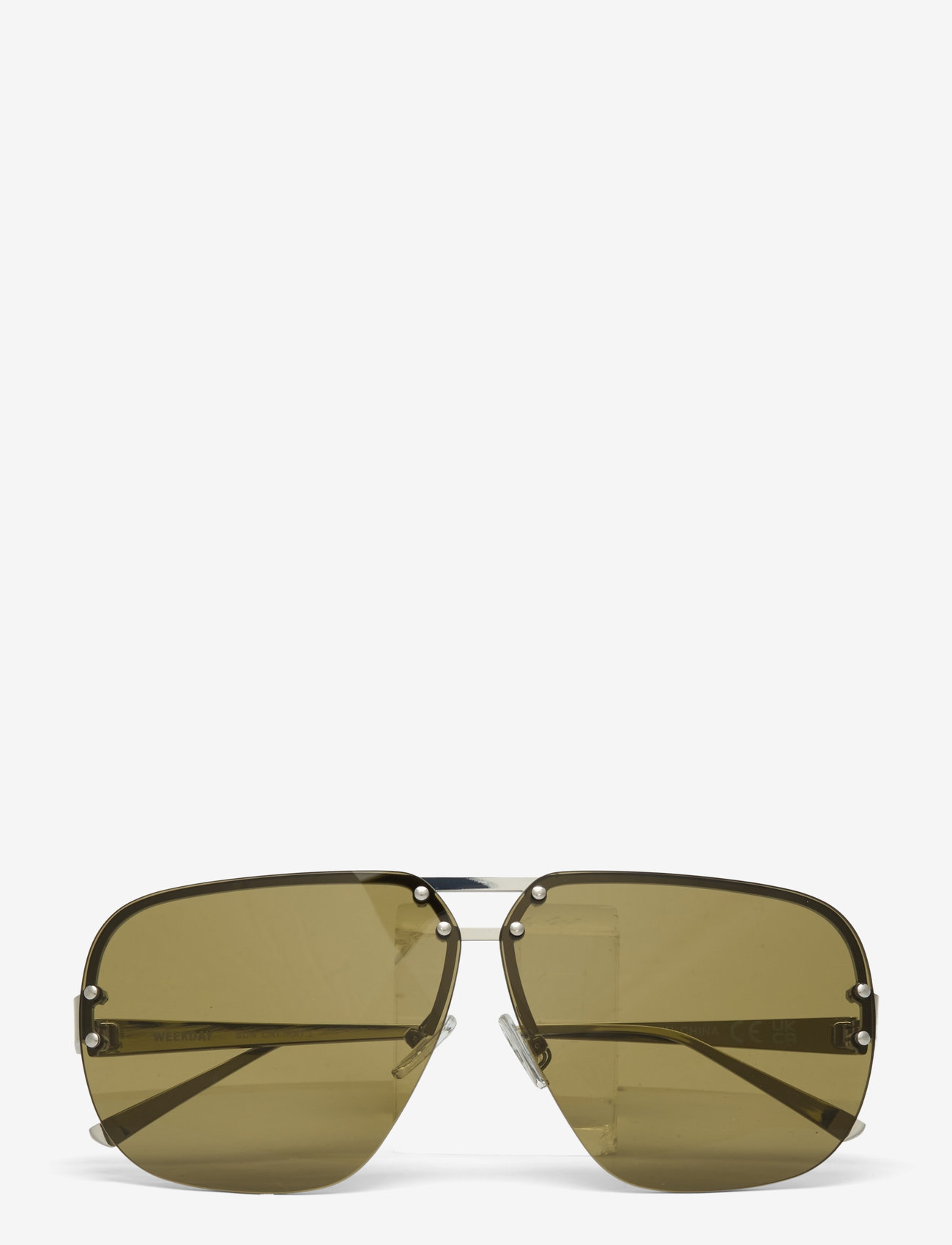 Weekday - Tinted Aviator Sunglasses - aviator solbriller - dark brown w/ green lense - 0