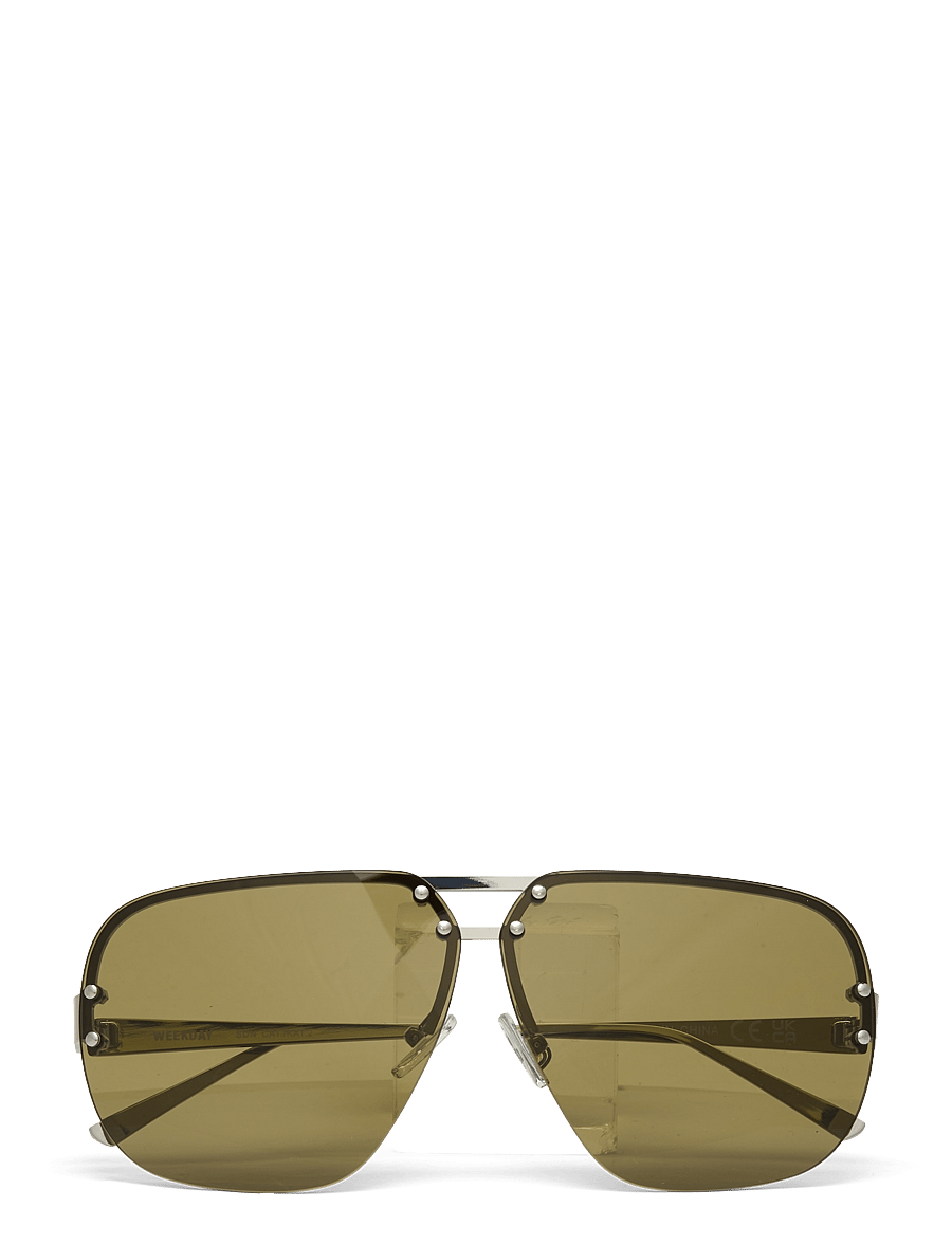 Weekday - Tinted Aviator Sunglasses - pilot - dark brown w/ green lense - 0