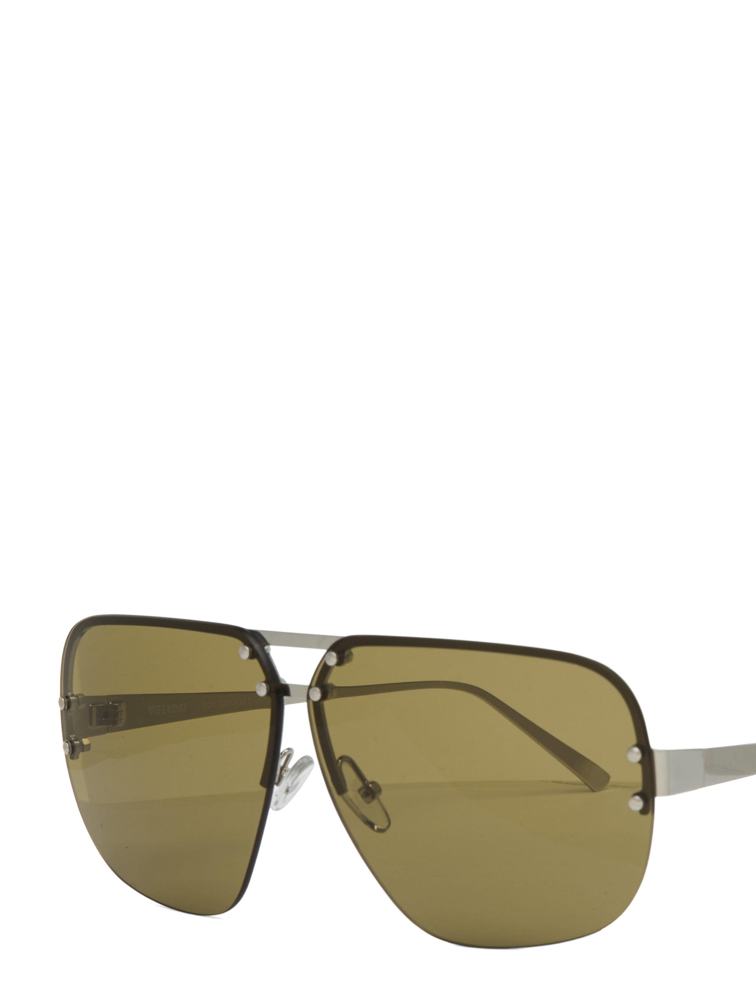 Weekday - Tinted Aviator Sunglasses - pilotbriller - dark brown w/ green lense - 1