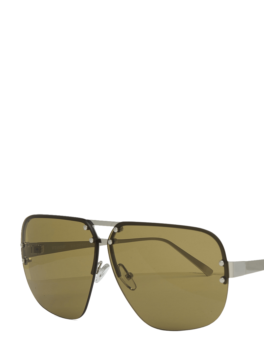 Weekday - Tinted Aviator Sunglasses - pilot - dark brown w/ green lense - 1