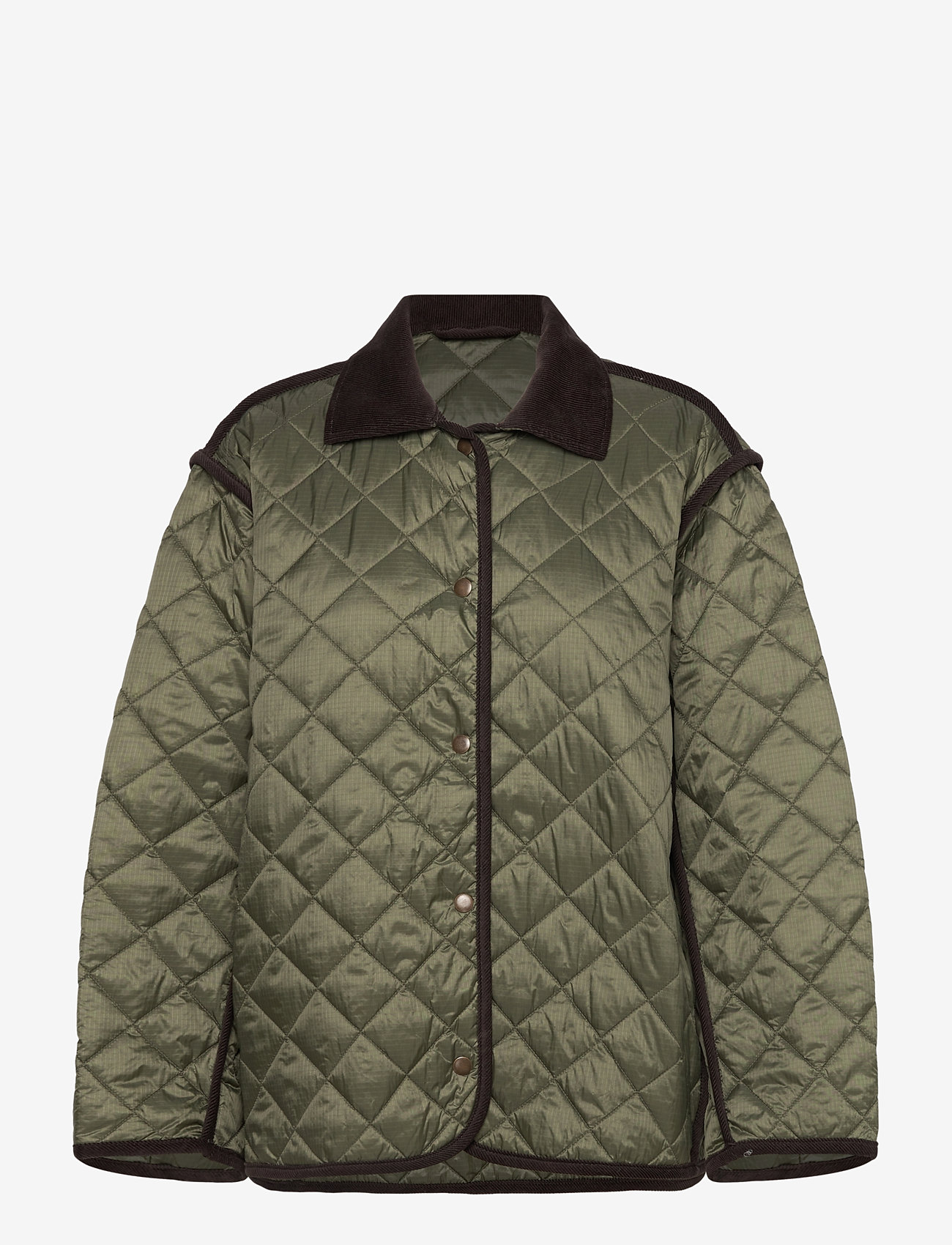 Weekday - Oversized Quilted Liner Jacket - quiltede jakker - khaki green - 0